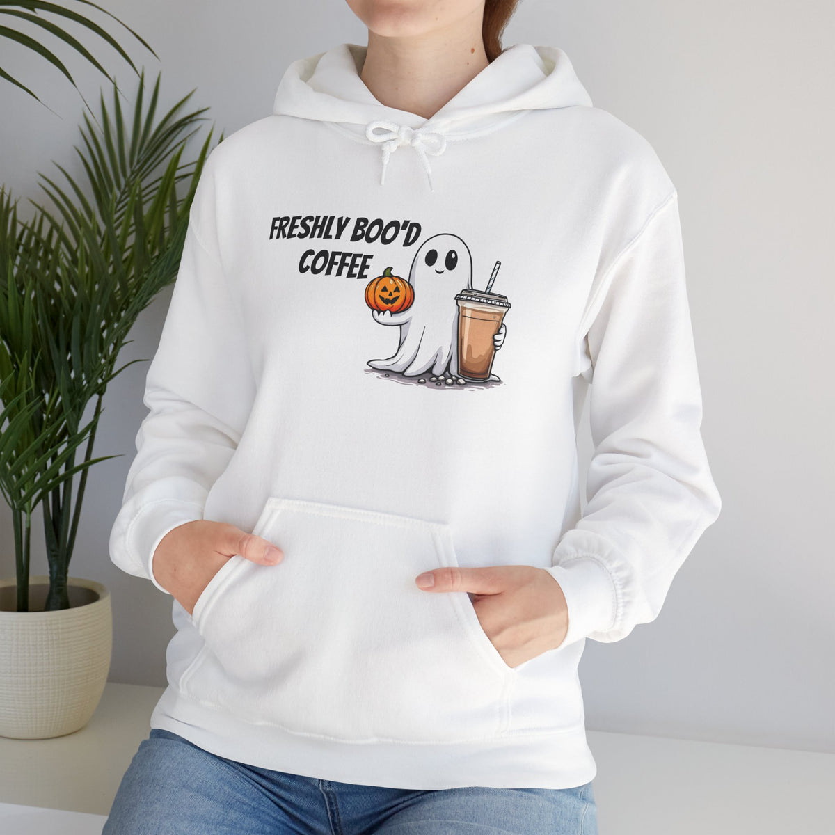 Ghostly Coffee Unisex Hoodie, Halloween Sweatshirt, Cute Fall Apparel, Cozy Casual Wear, Gift for Coffee Lovers, Fun Spooky Style