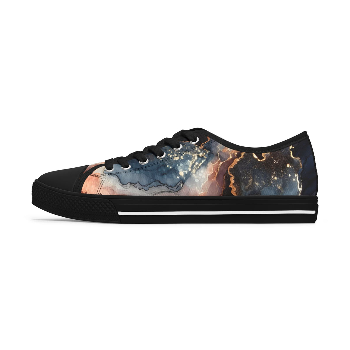 Abstract Marble-Print Low Top Sneakers — Women's Artistic Casual Shoes