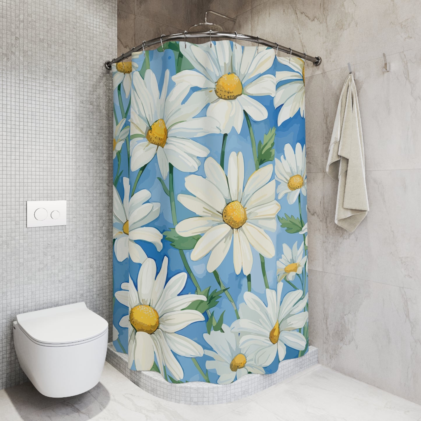Daisy Floral Shower Curtain | Brighten Your Bathroom, Boho Home Decor, Gift for Her, Spring Design, Flower Power