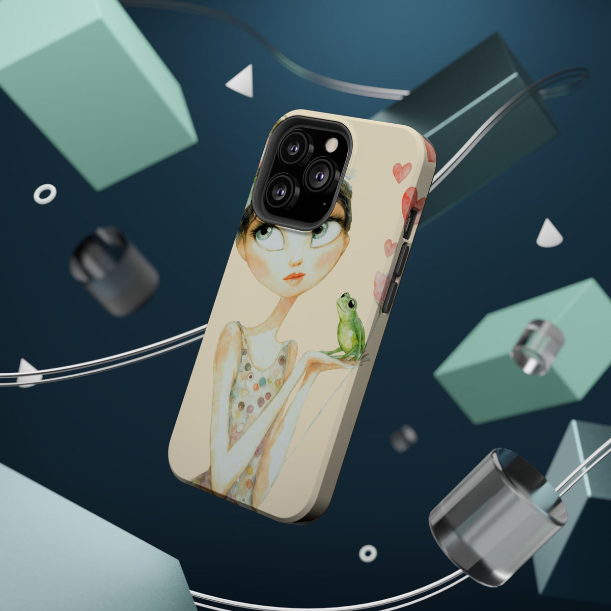 Whimsical Girl with Frog Magnetic Impact Phone Case