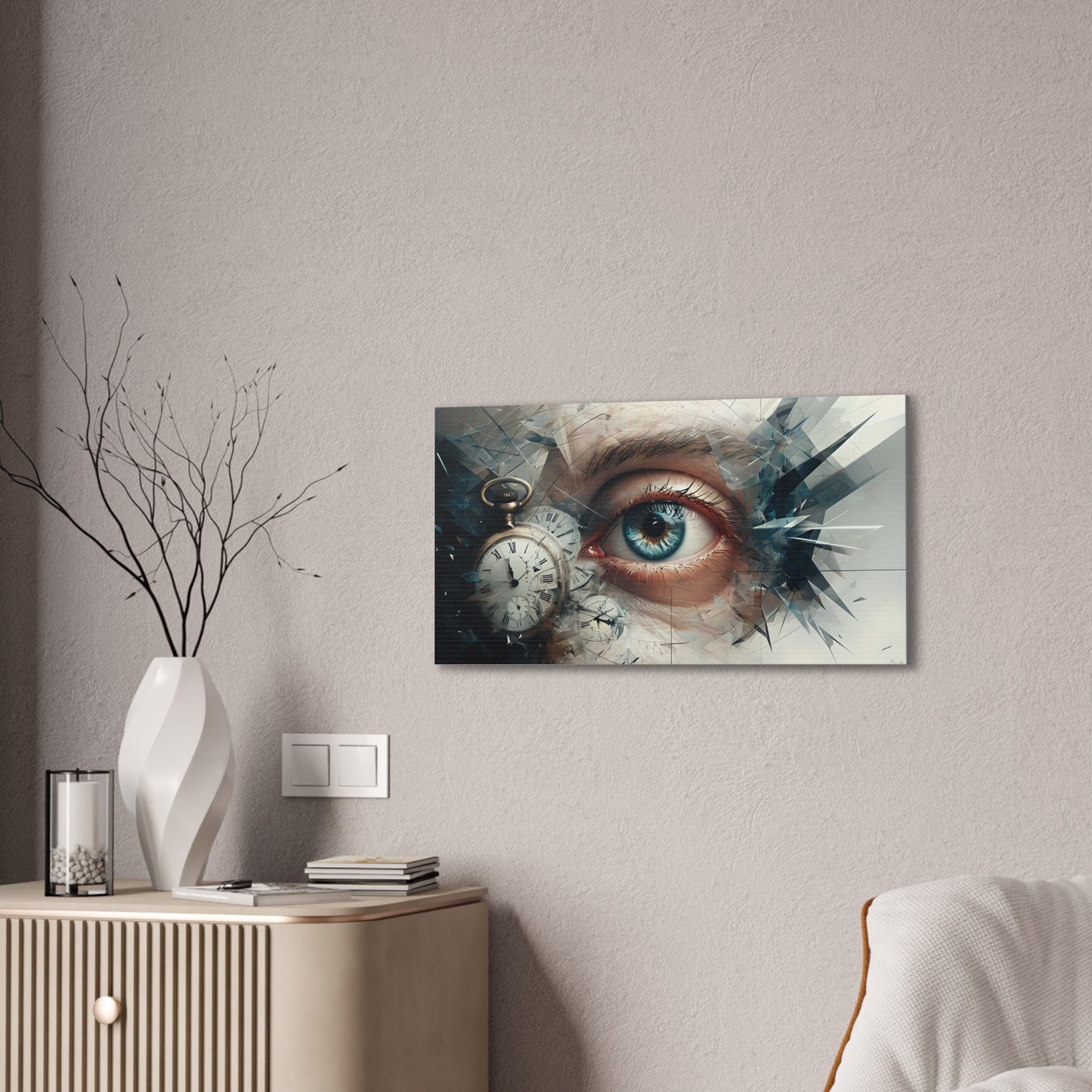 Surreal Canvas Wall Art, Eye with Vintage Clock