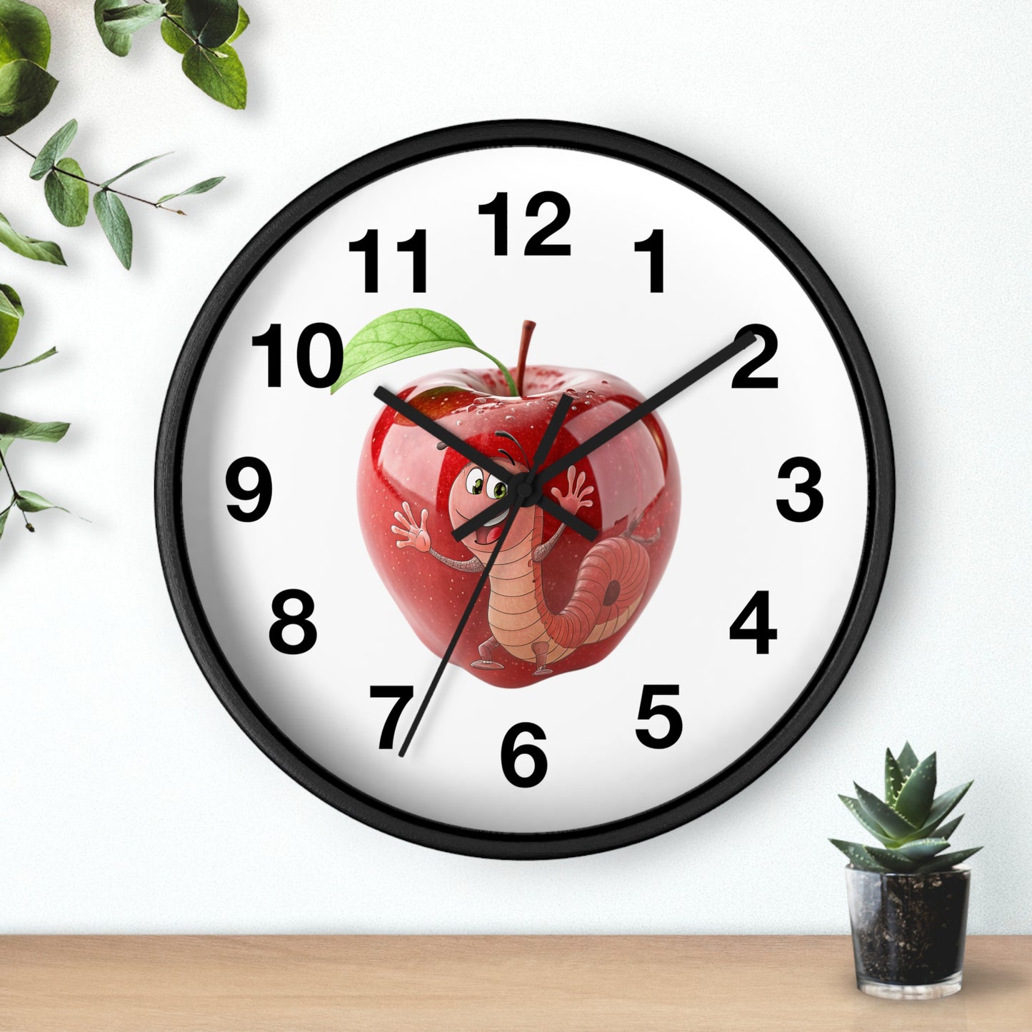 Whimsical Apple Wall Clock, Fun Kids Decor, Nursery Wall Accent, Tick Tock, Gift for Children, Playful Home Decor, Educational Timer