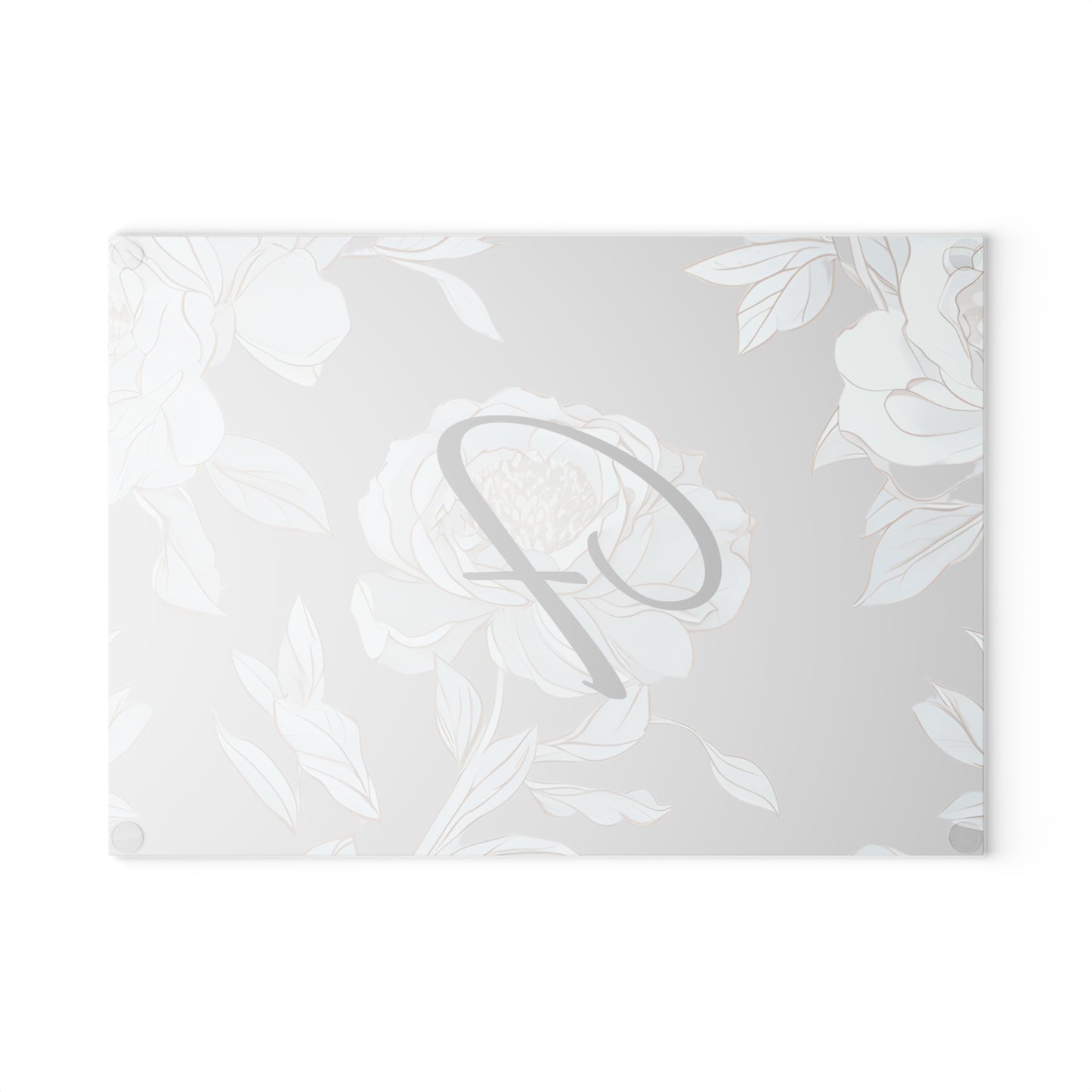 Personalized Floral Glass Cutting Board, Wedding Gift, Kitchen Decor, Unique Gift for Her, Housewarming Present