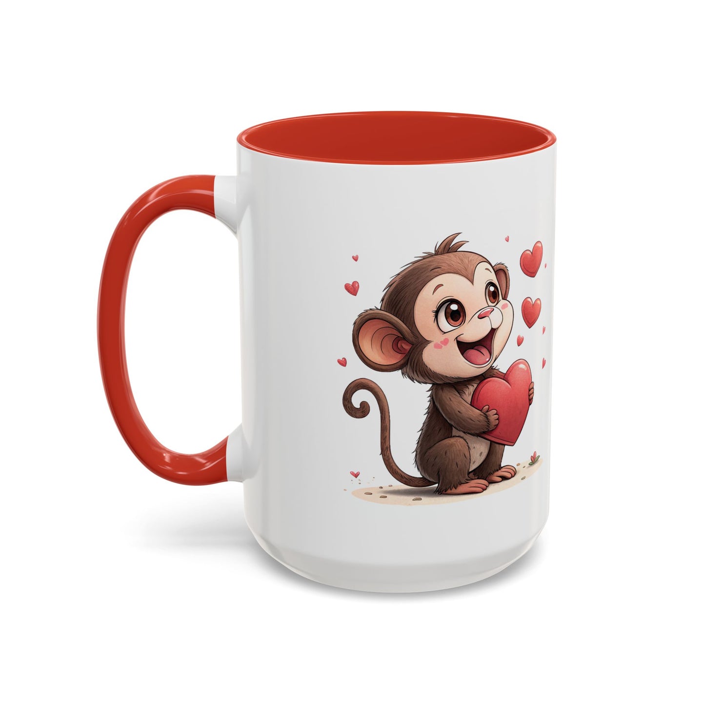 Cute Monkey Love Coffee Mug, Valentine's Gift, Animal Lover's Mug, Heartfelt Coffee Cup, Fun Kitchen Decor