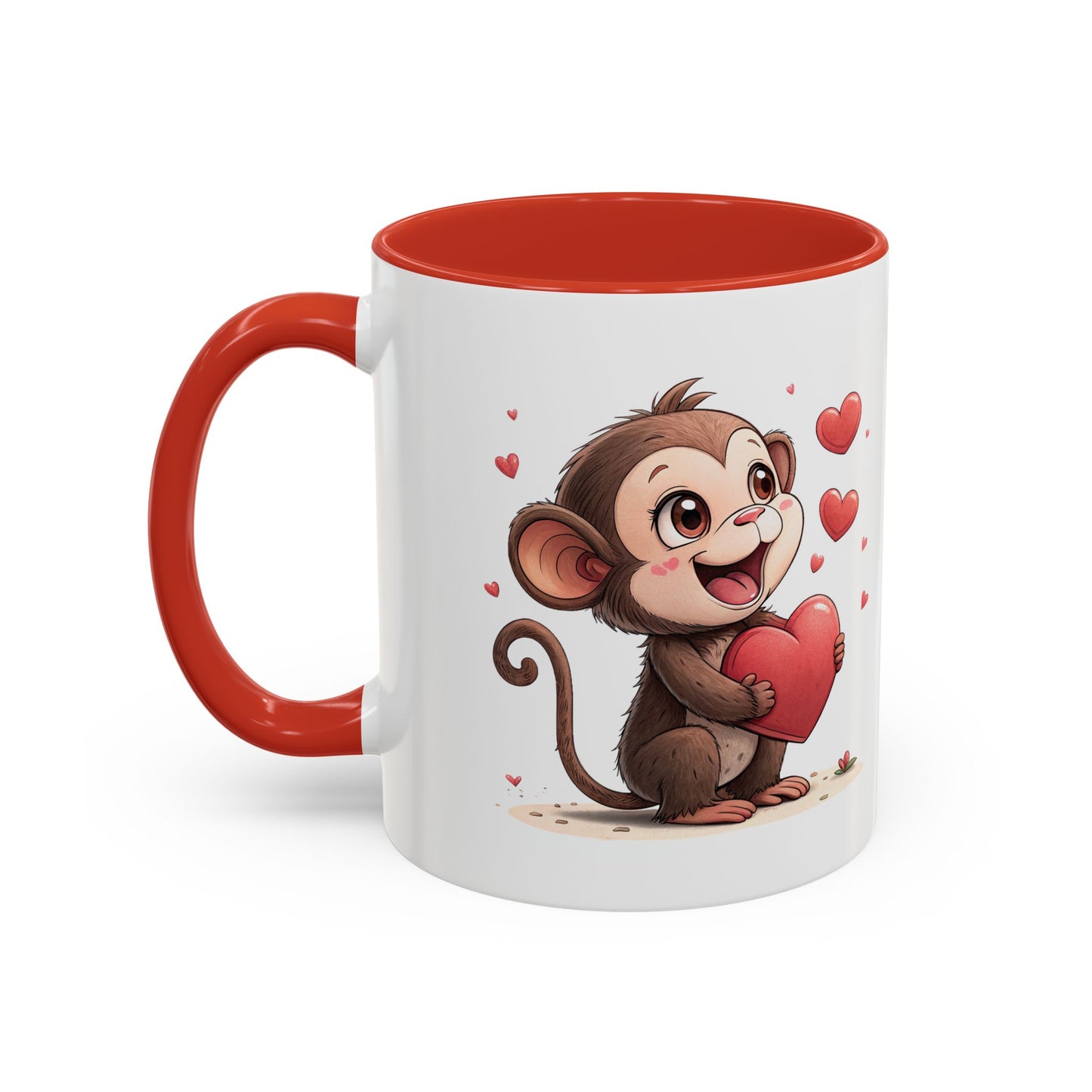 Cute Monkey Love Coffee Mug, Valentine's Gift, Animal Lover's Mug, Heartfelt Coffee Cup, Fun Kitchen Decor