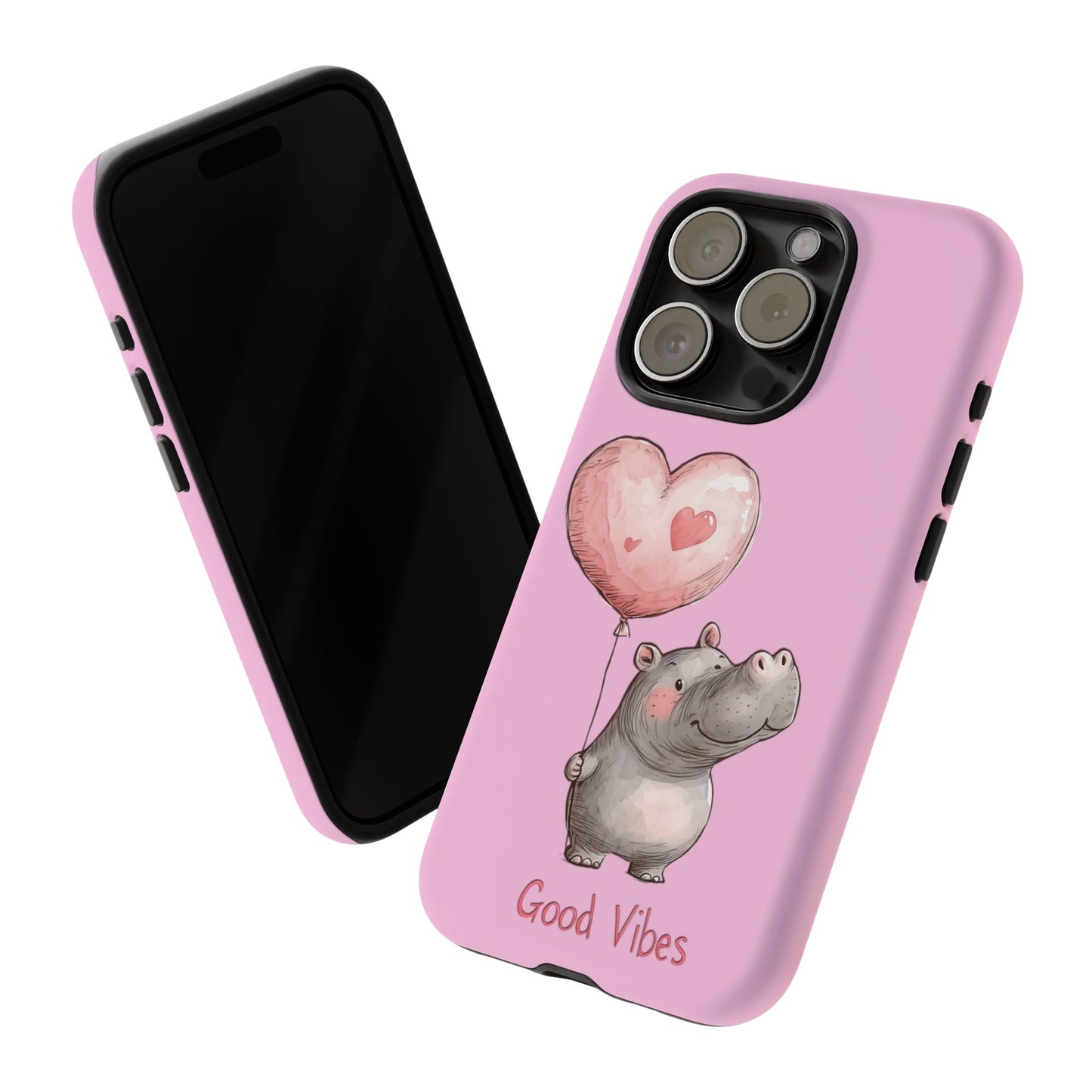 Cute Hippo Phone Case | Good Vibes, Gift for Friends, Cute Phone Accessories, Animal Lover Gift, Happy Phone Cover