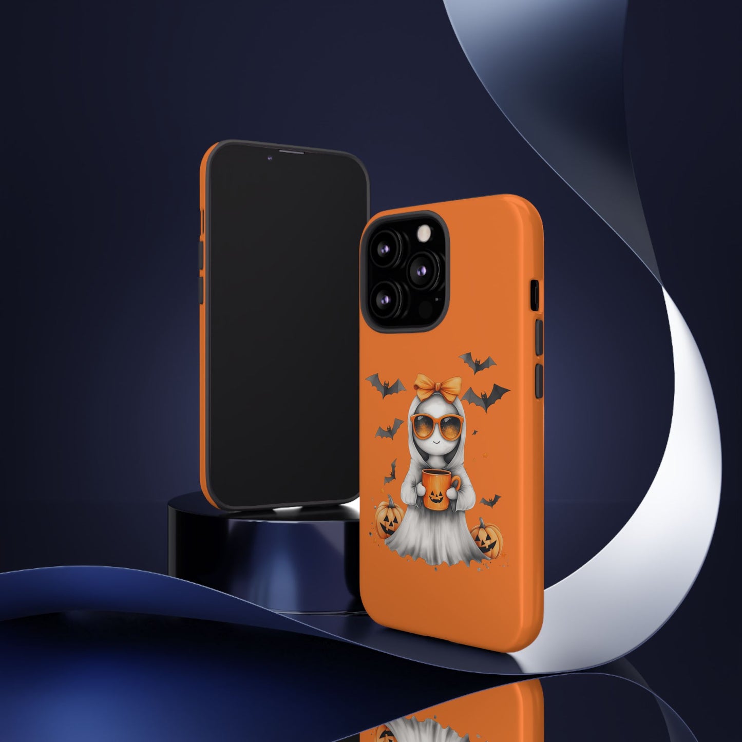 Halloween Ghost Phone Case, Cute Cat Ghost Case, Autumn Phone Cover, Spooky Season Gift, Trick or Treat Case