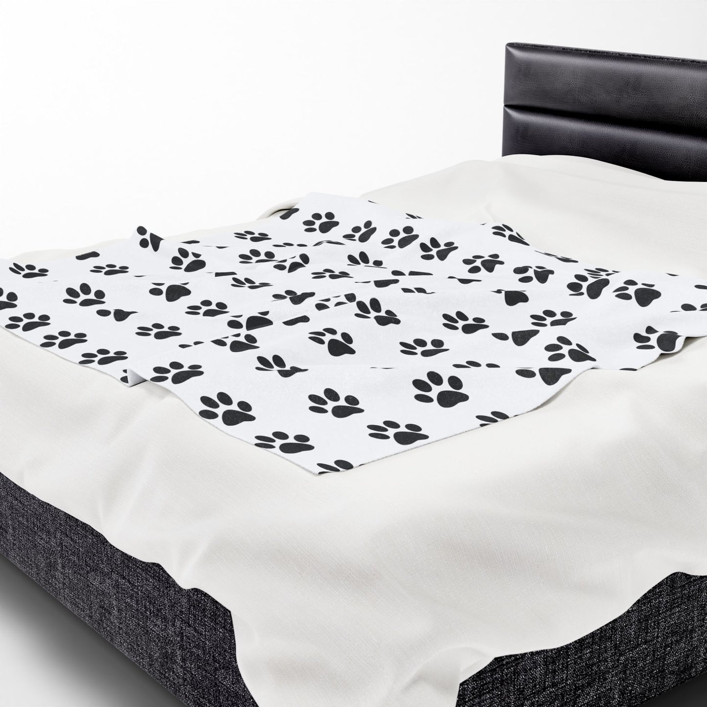 Paw Print Velveteen Plush Blanket, Cozy Pet Blanket, Dog Lover Gift, Soft Throw, Animal Print Home Decor