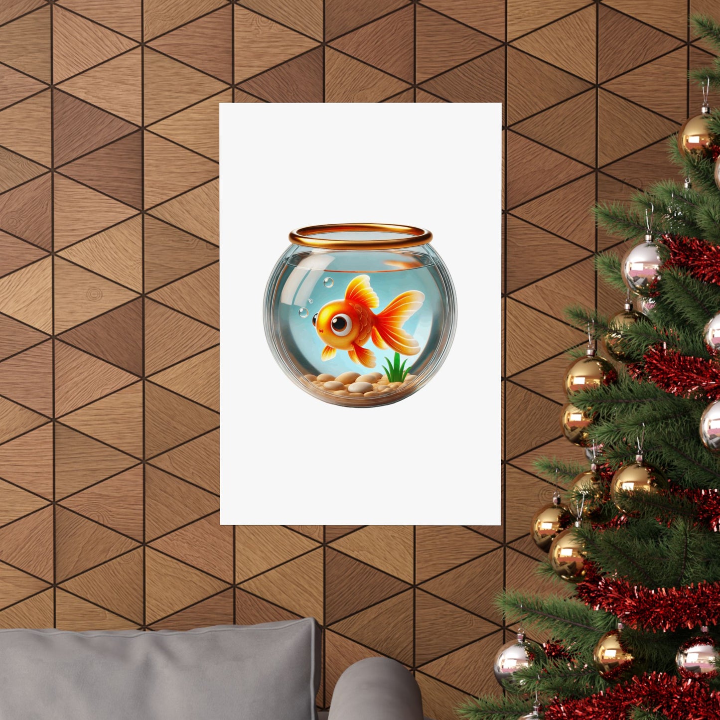 Playful Goldfish Matte Poster, Cute Wall Art, Kids Room Decor, Aquarium Art