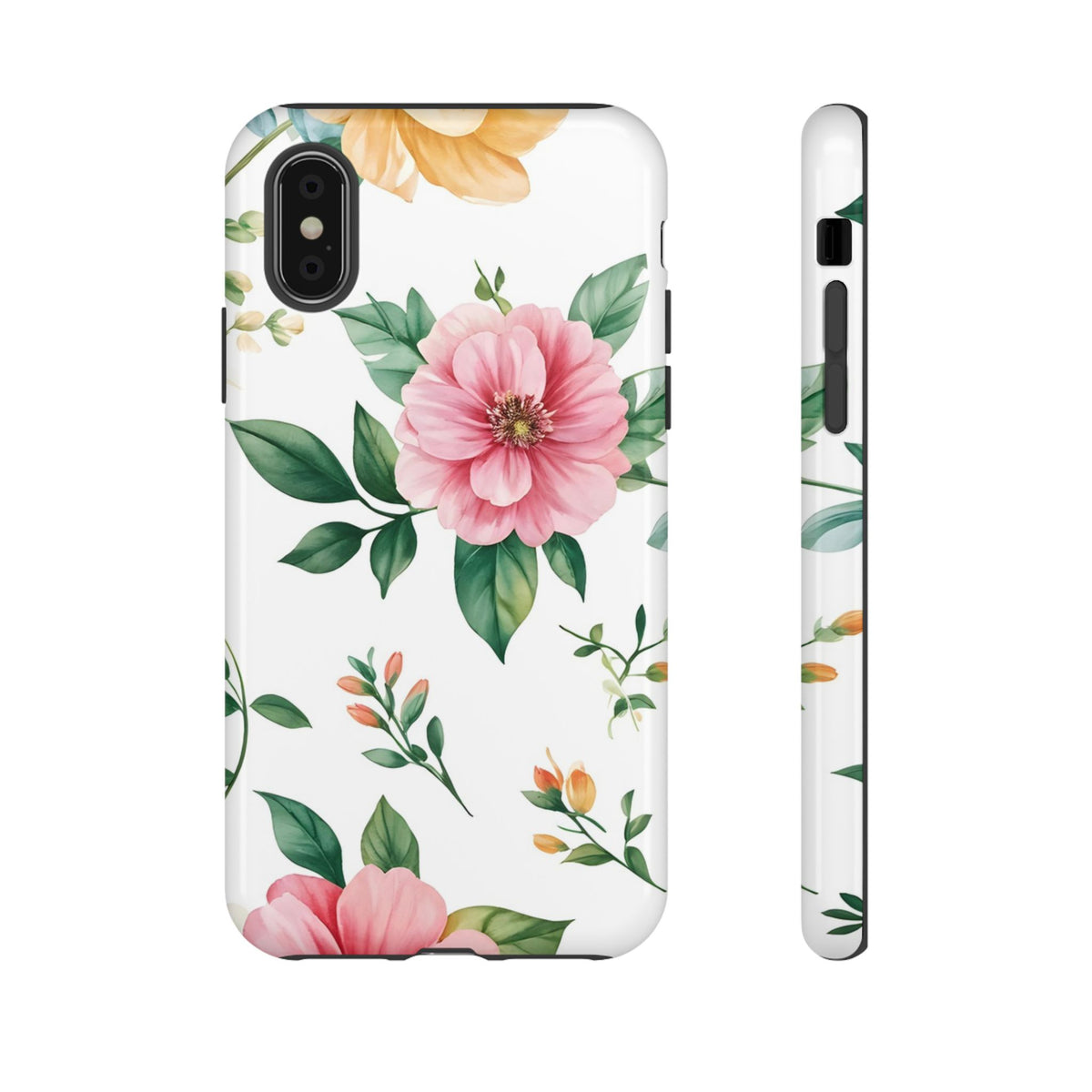 Floral Tough Phone Case — Pink Peony Protective Phone Cover