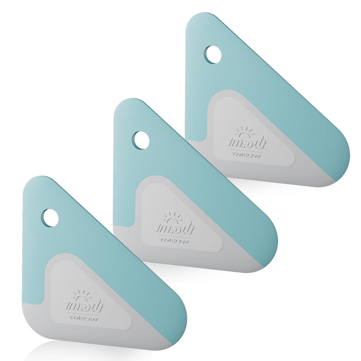 Food Scraper, 2-in-1 Pot and Pan Dish Scraper, Nylon and Silicone, Kitchen Scraper Tools for Cast Iron Skillets, Cookware, Dishes, Pans and Pots, Heat Resistant, Set of 3 - Blue