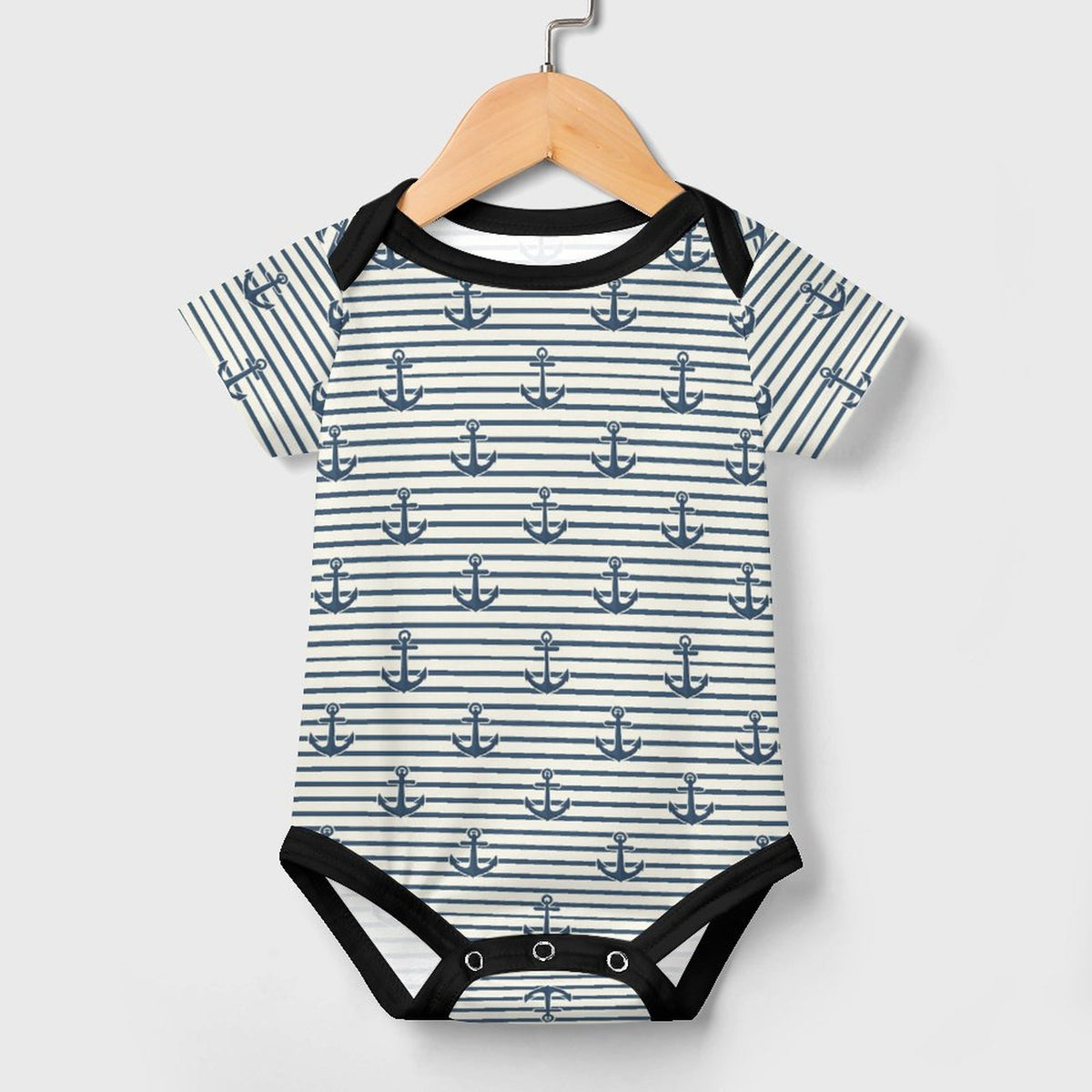 Faux Cotton Short Sleeve Baby Romper Anchors