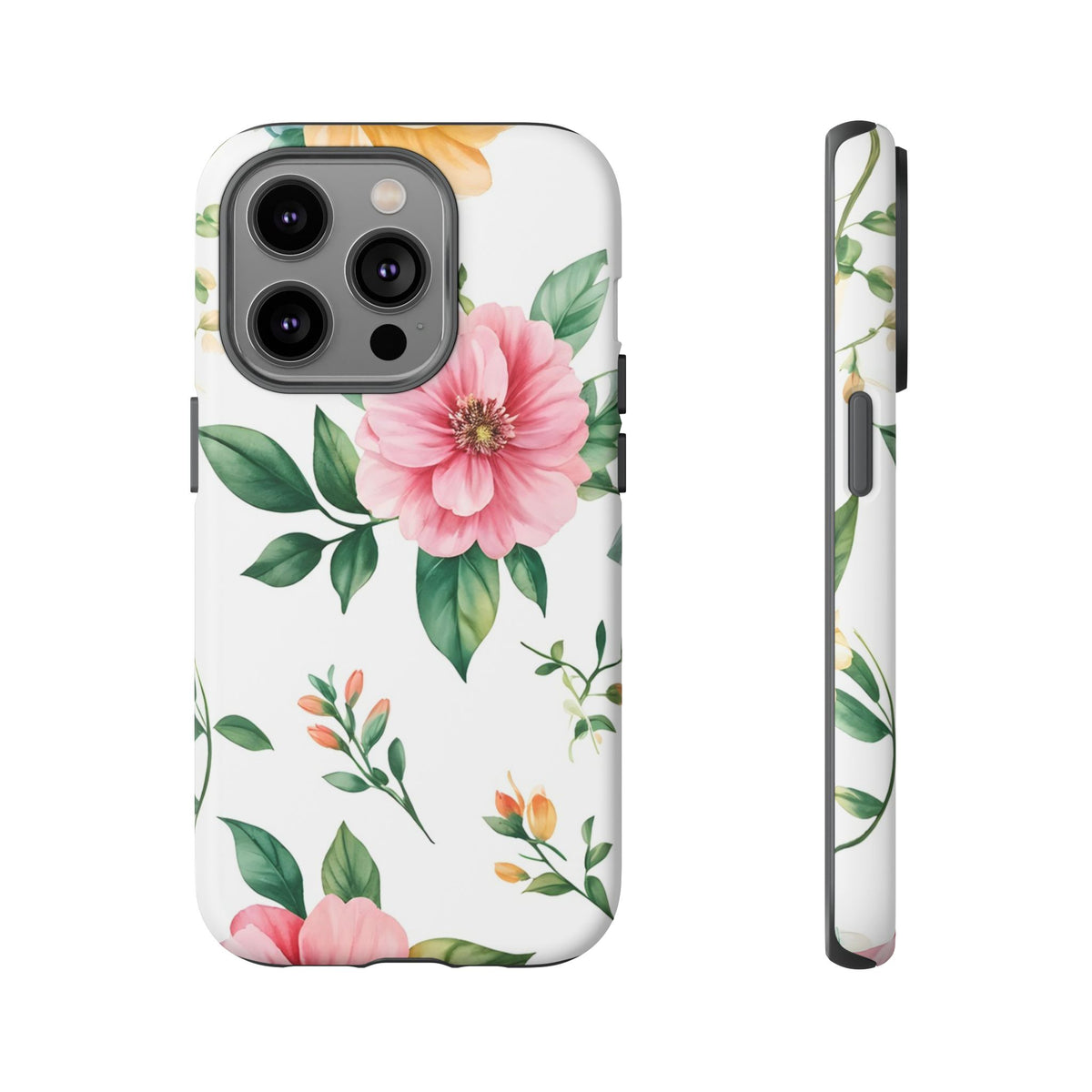 Floral Tough Phone Case — Pink Peony Protective Phone Cover