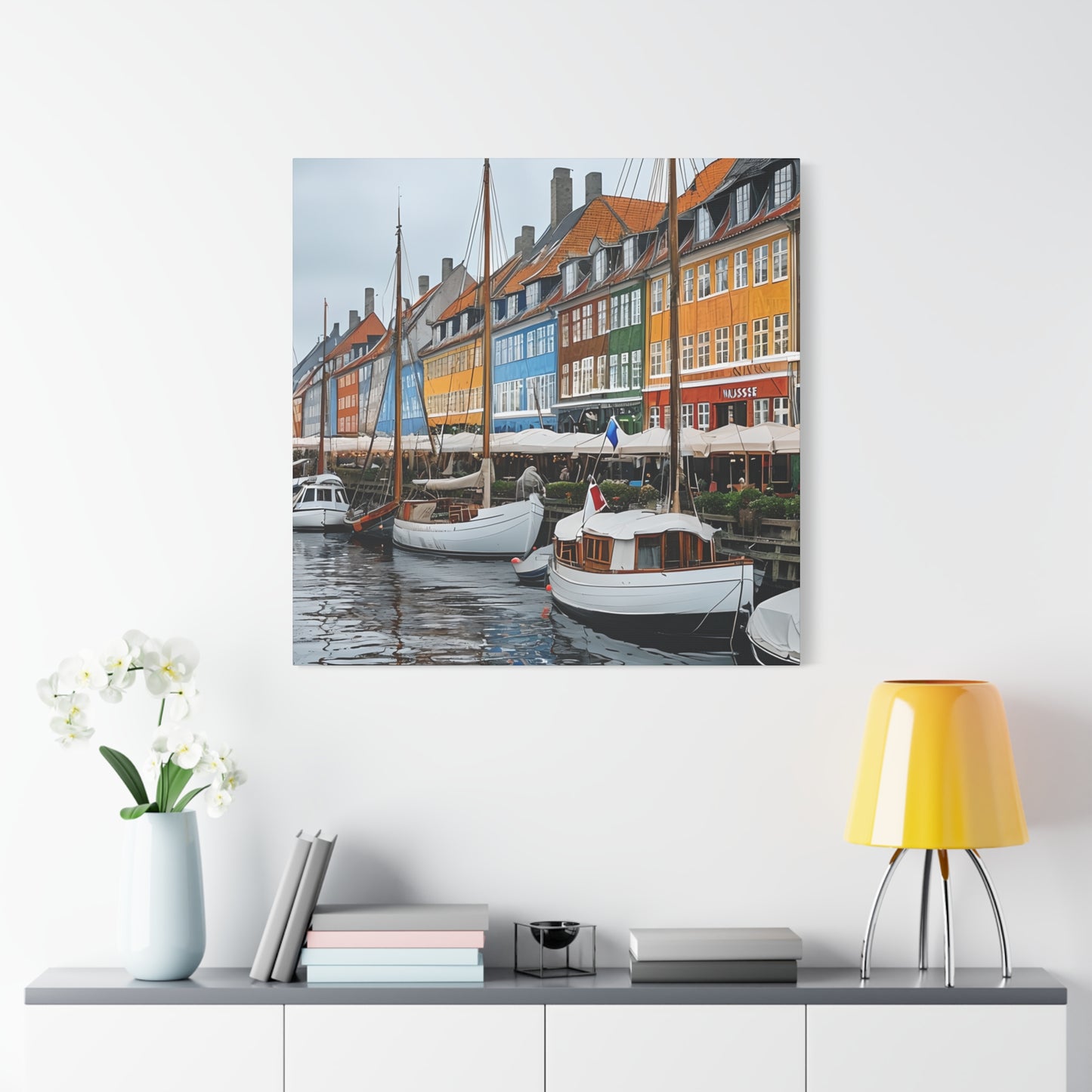 Coastal Canvas Print, Vibrant Harbor Art, Nautical Home Decor, Gift for Sailors, Maritime Wall Art
