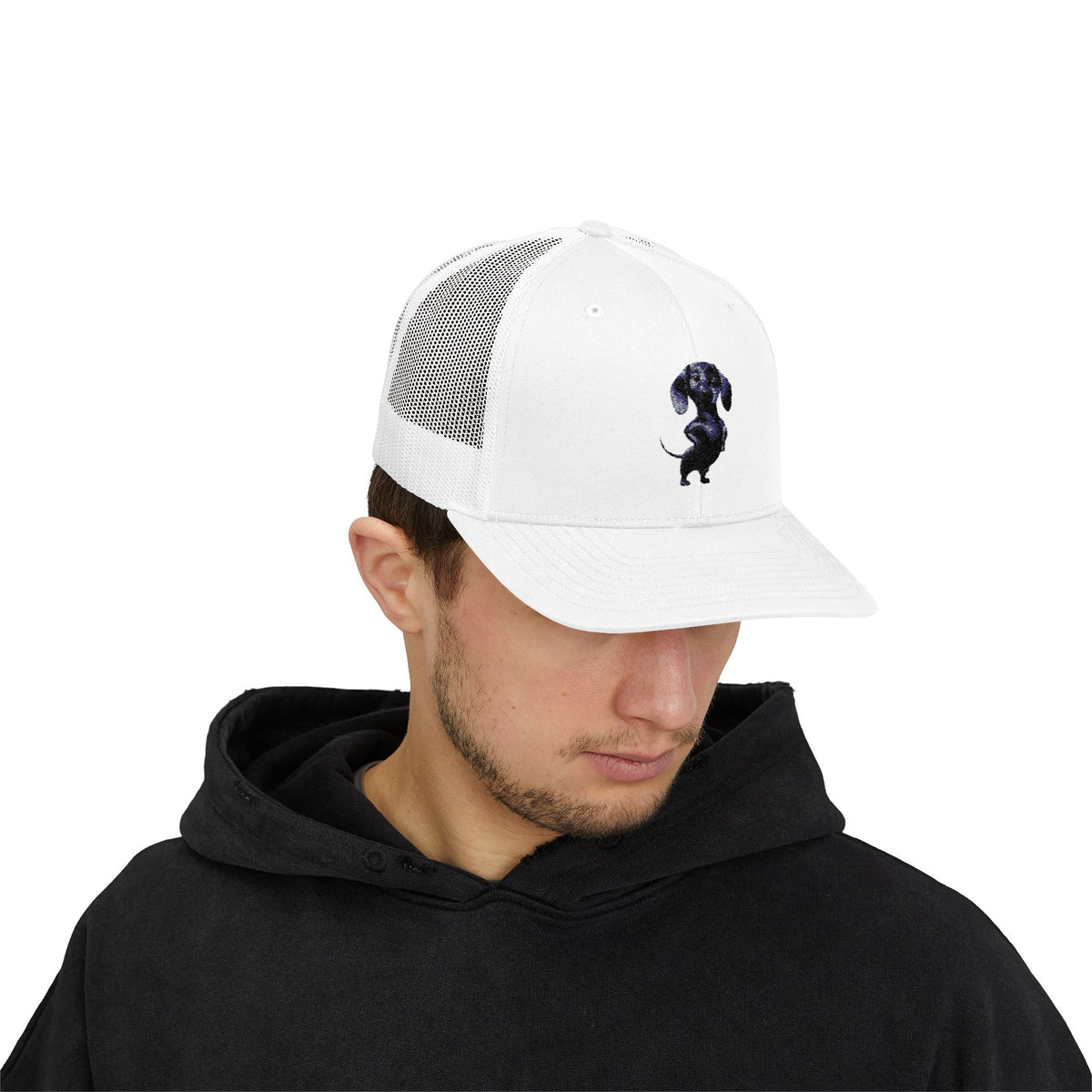 Dachshund Galaxy Trucker Cap – Embroidered Space Sausage Dog Snapback