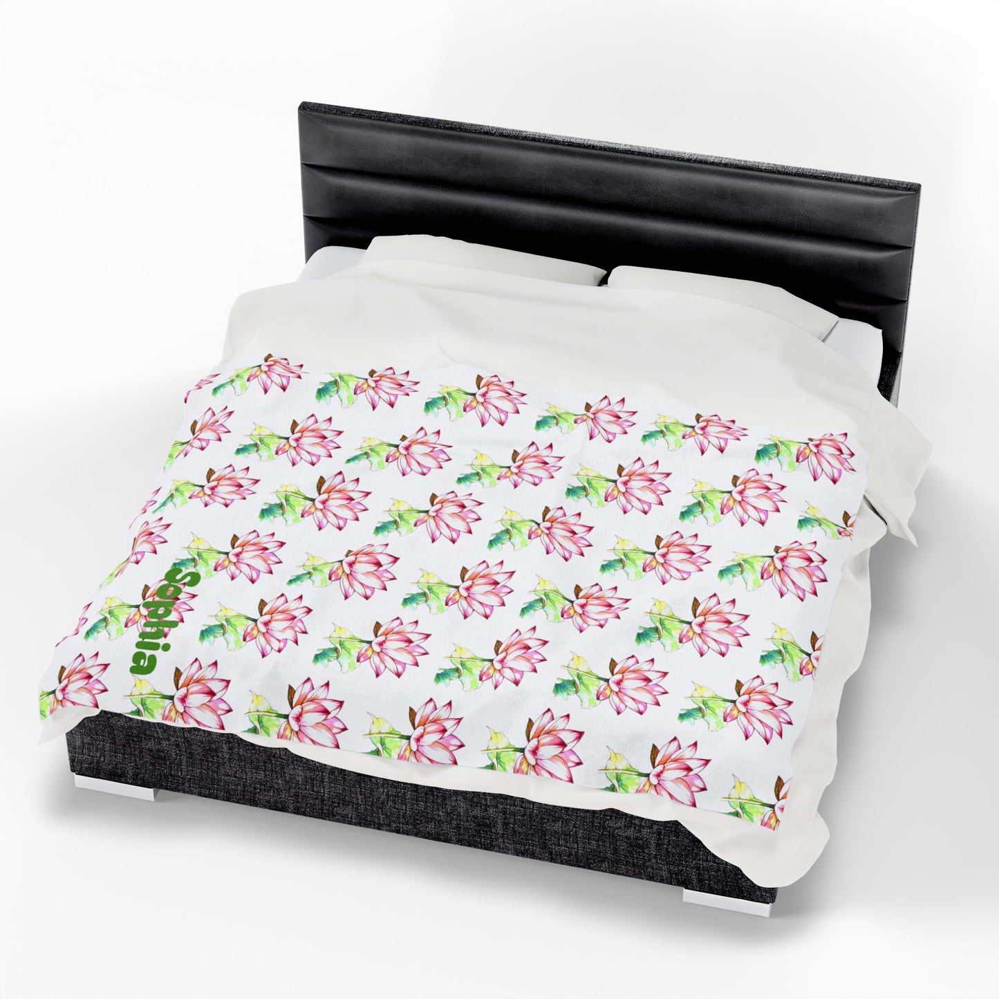 Personalized Floral Velveteen Blanket - Sofia