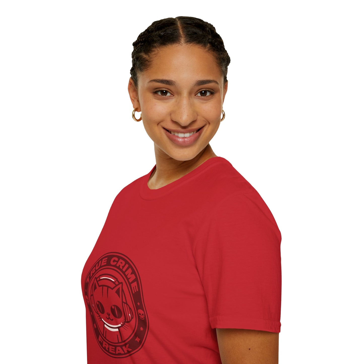 True Crime Freak Cat T-Shirt – Cute Kitty Badge Tee for True Crime Fans