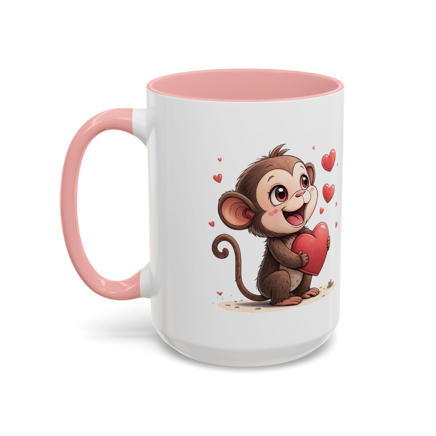 Cute Monkey Love Coffee Mug, Valentine's Gift, Animal Lover's Mug, Heartfelt Coffee Cup, Fun Kitchen Decor