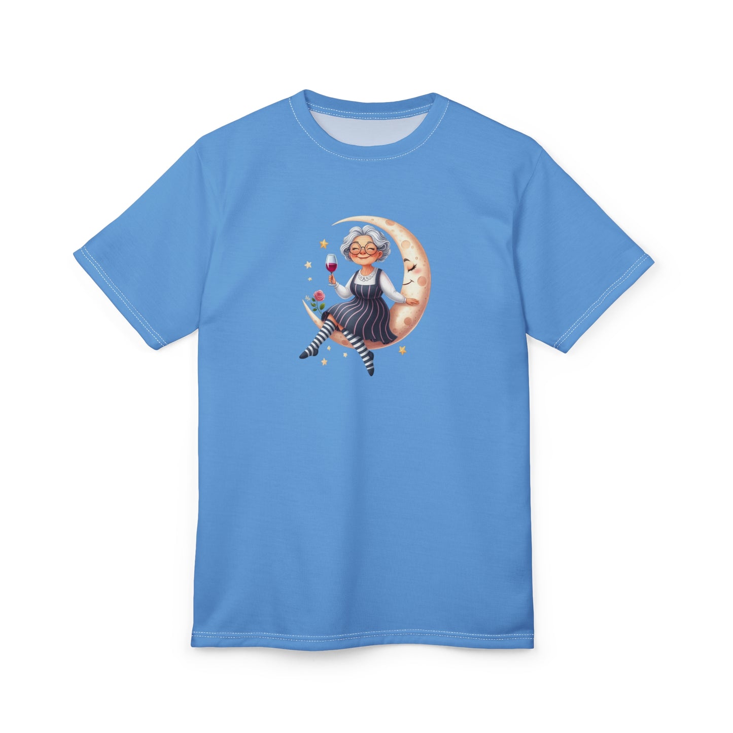 Whimsical Moonlight Tee: Fun Unisex Cut & Sew Shirt, Perfect for Relaxation, Gift for Friends, Cozy Nights, Festival Wear