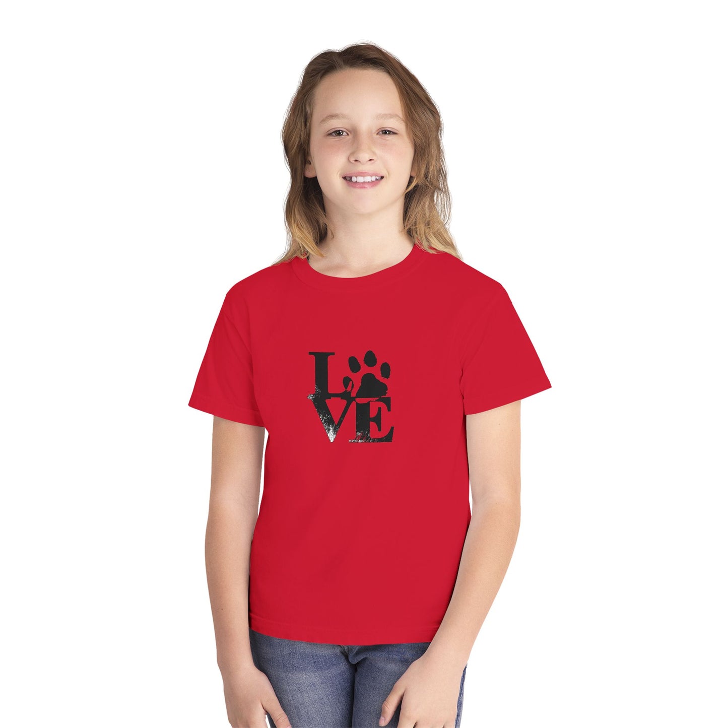 Youth Love Paw Tee - Perfect for Pet Lovers, Gifts for Kids, Animal Lovers, Birthday or Holiday Gift, Cute Casual Wear