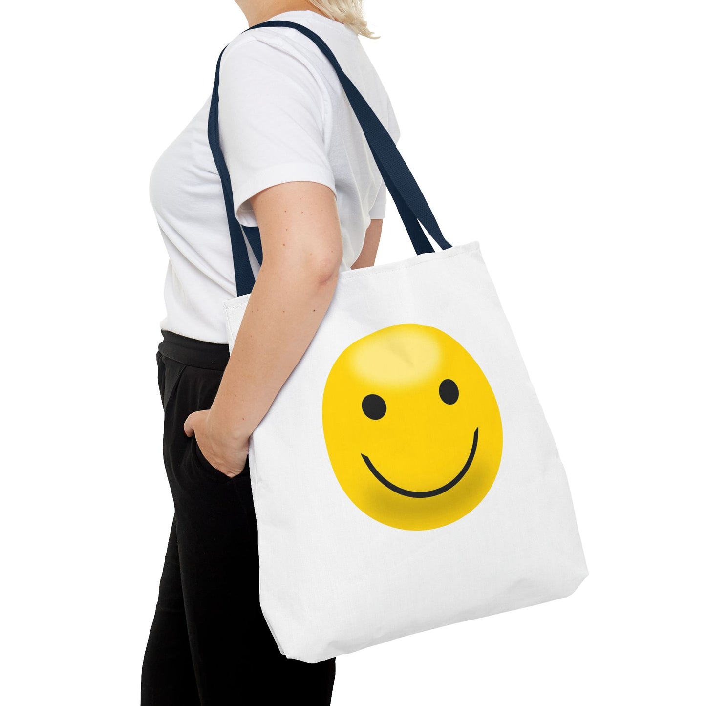 Smiley Face Tote Bag, Eco-Friendly Shopping Bag, Fun Beach Bag, Gift for Teens, Happy Tote for Everyday Use