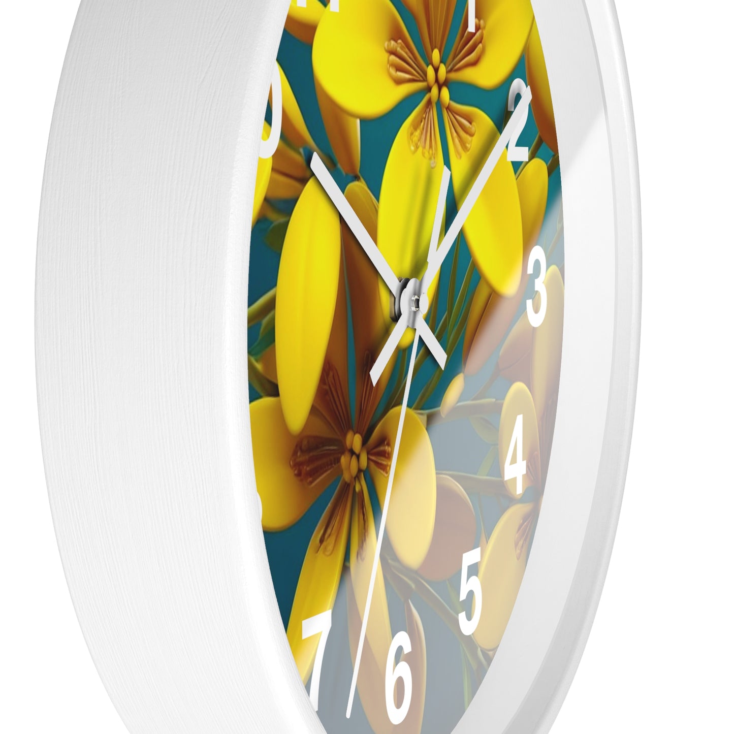 Vibrant Floral Wall Clock, Home Decor, Yellow Flowers, Gift for Her, Modern Design, Spring Aesthetic, Unique Timepiece