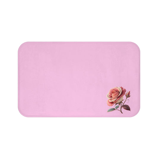 Elegant Pink Floral Bath Mat, Soft Bathroom Rug, Rose Decor for Home, Eco-Friendly Mat, Gift for Her, Wedding or Housewarming