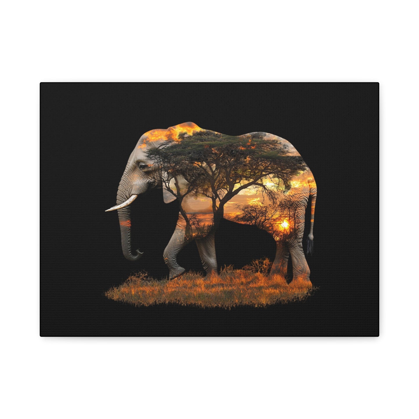 Elephant Tree Matte Canvas Art, Nature Wall Decor, Wildlife Home Decoration, Gift for Animal Lovers, Boho Living Room Accent