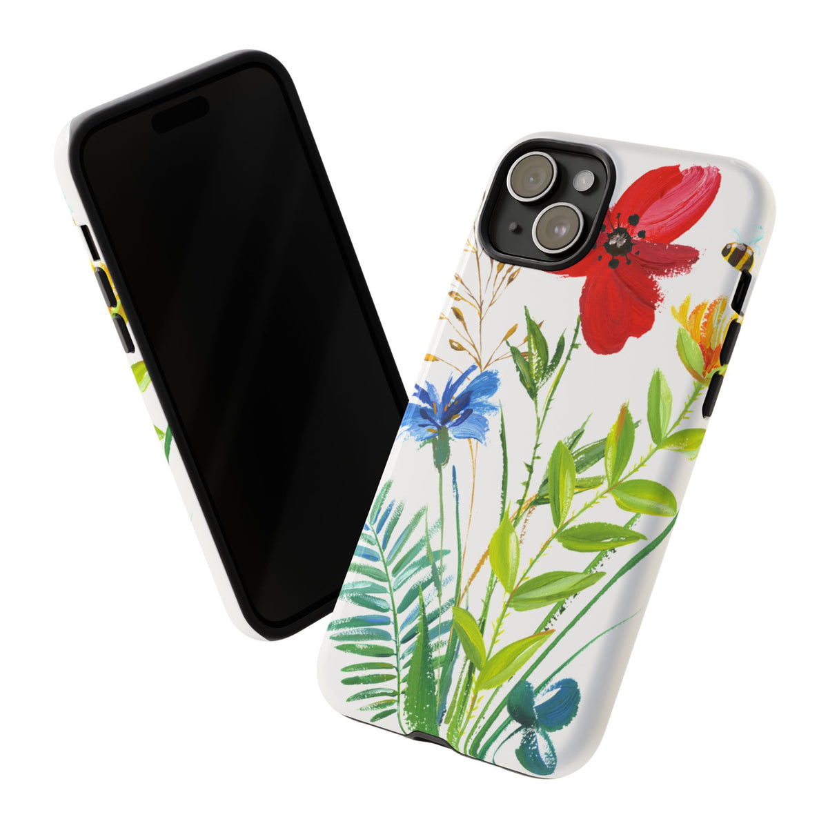 Floral Watercolor Tough Phone Case — Wildflower Bouquet Protective Cover