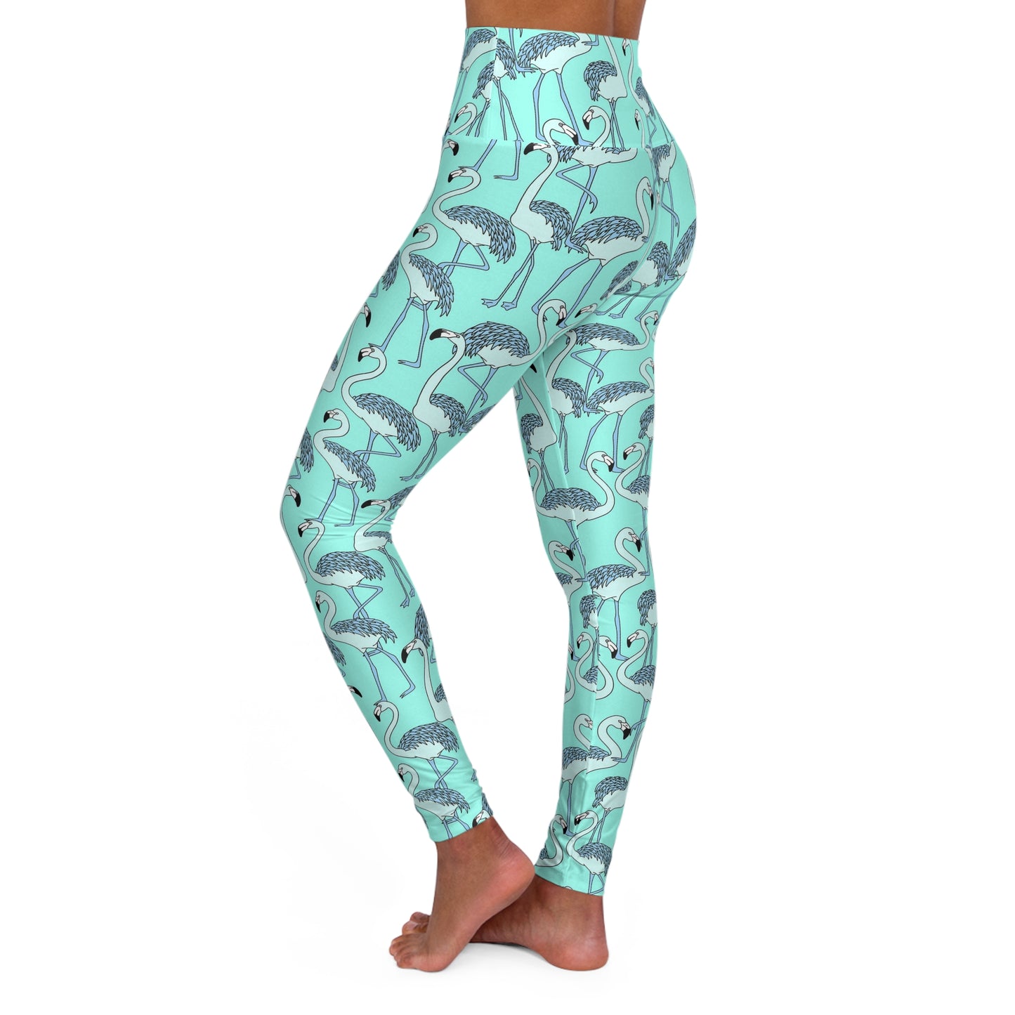 Flamingo High Waisted Yoga Leggings, Trendy Activewear, Gym Leggings
