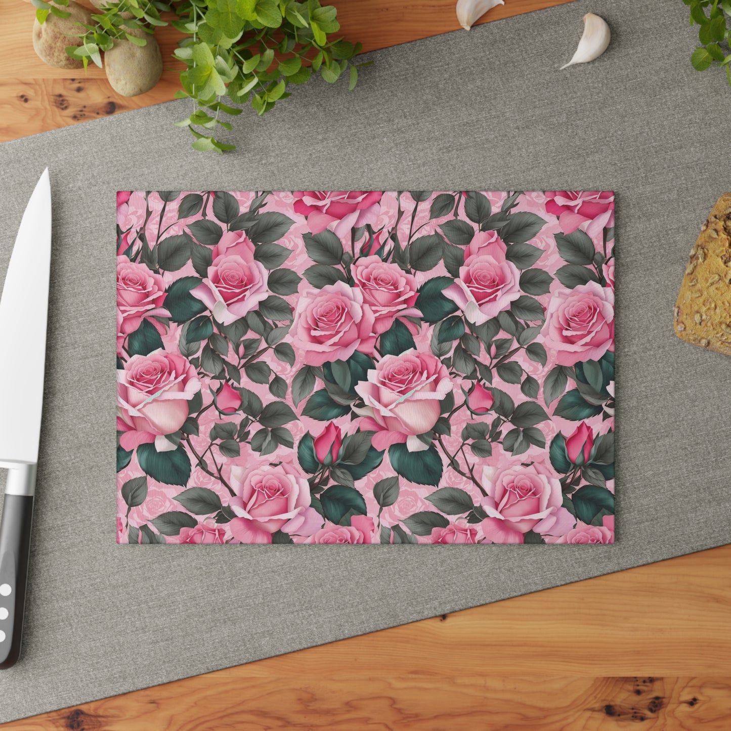 Floral Glass Cutting Board - Elegant Kitchen Decor, Gift for Her, Wedding Gift, Housewarming Present, Kitchen Accessory