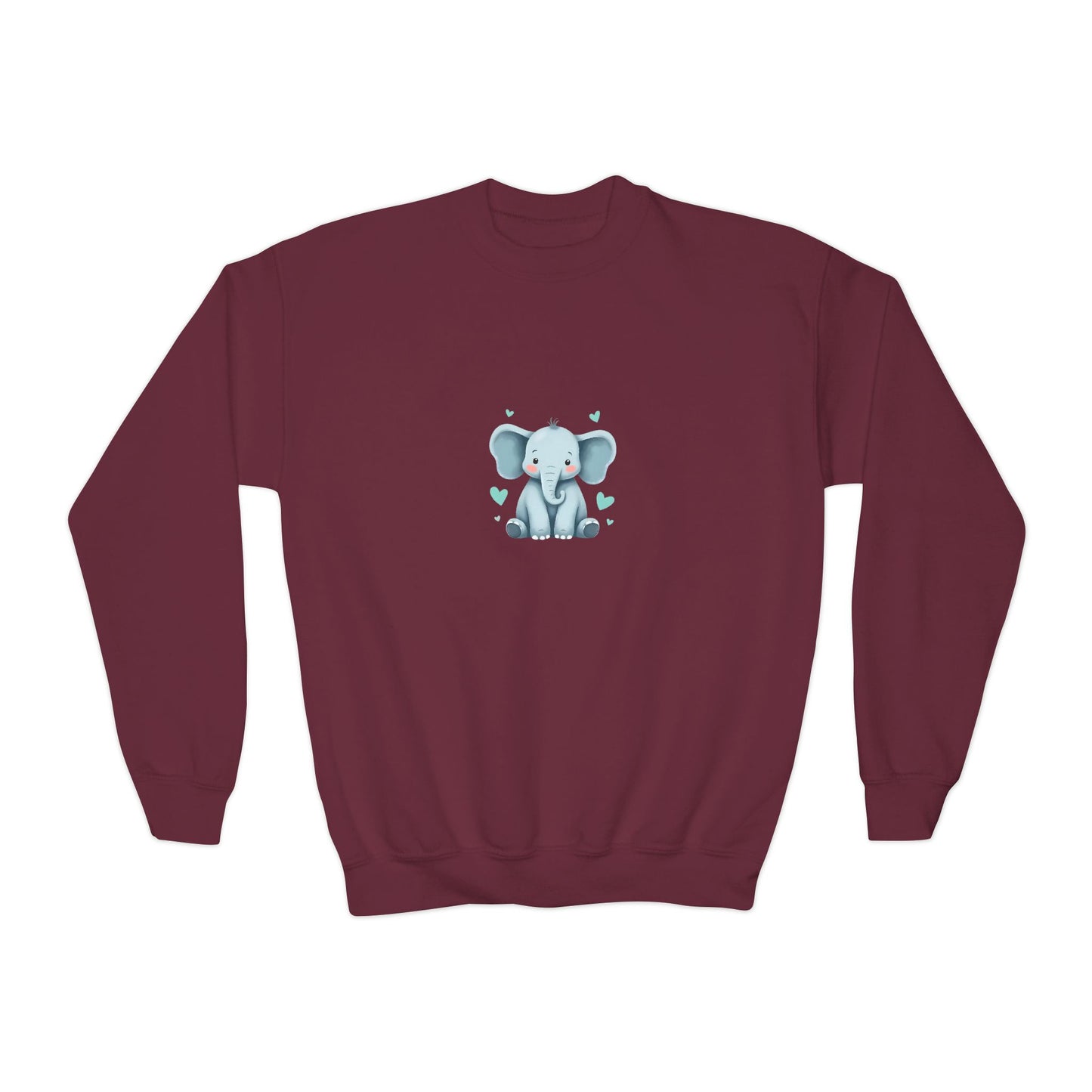 Adorable Elephant Youth Crewneck Sweatshirt, Kids' Casual Wear, Animal Lover Gift, Birthday Present, Cute Sweatshirt for All Seasons