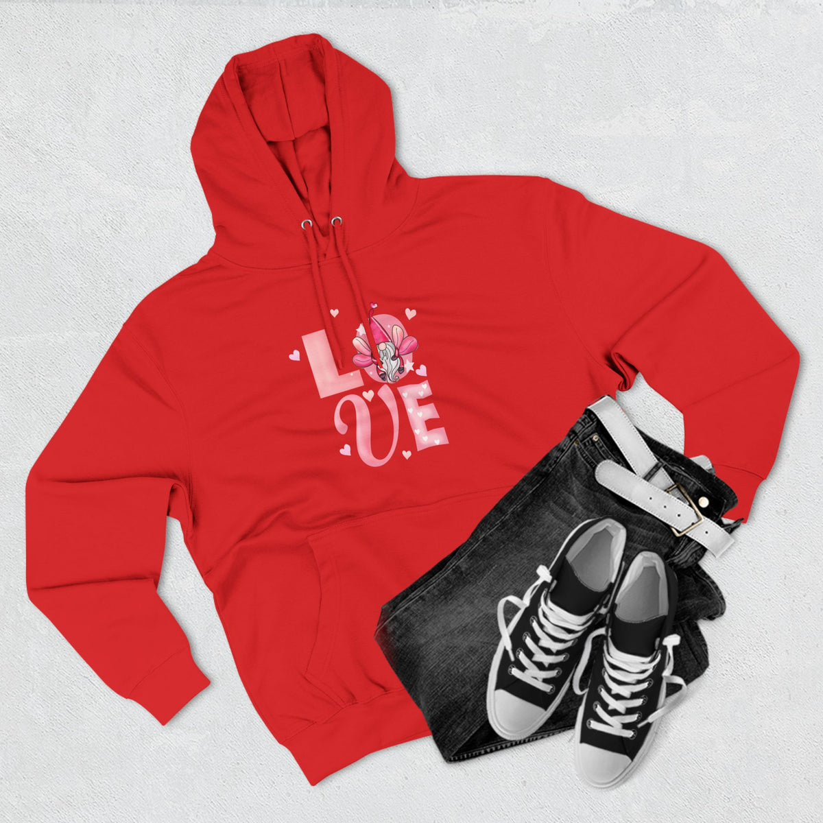 Love Blossom Hoodie — Pink Floral "LOVE" Graphic Fleece Hoodie