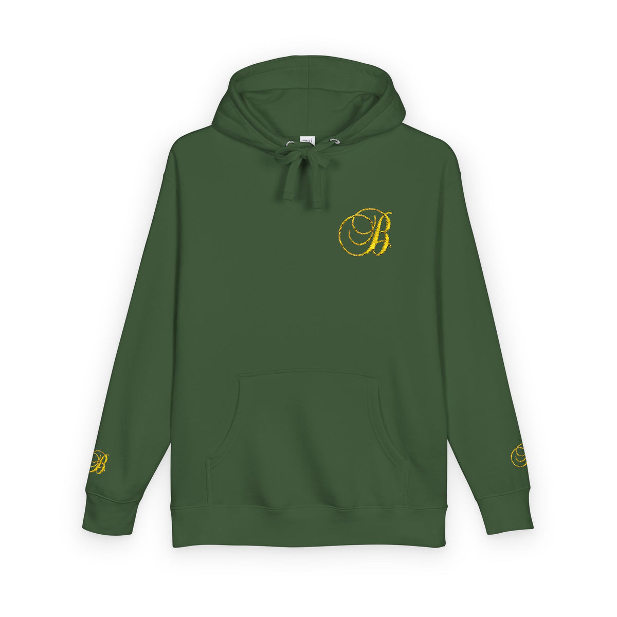 Coral Gold Floral Initial Hoodie — Monogram 'B' Casual Pullover