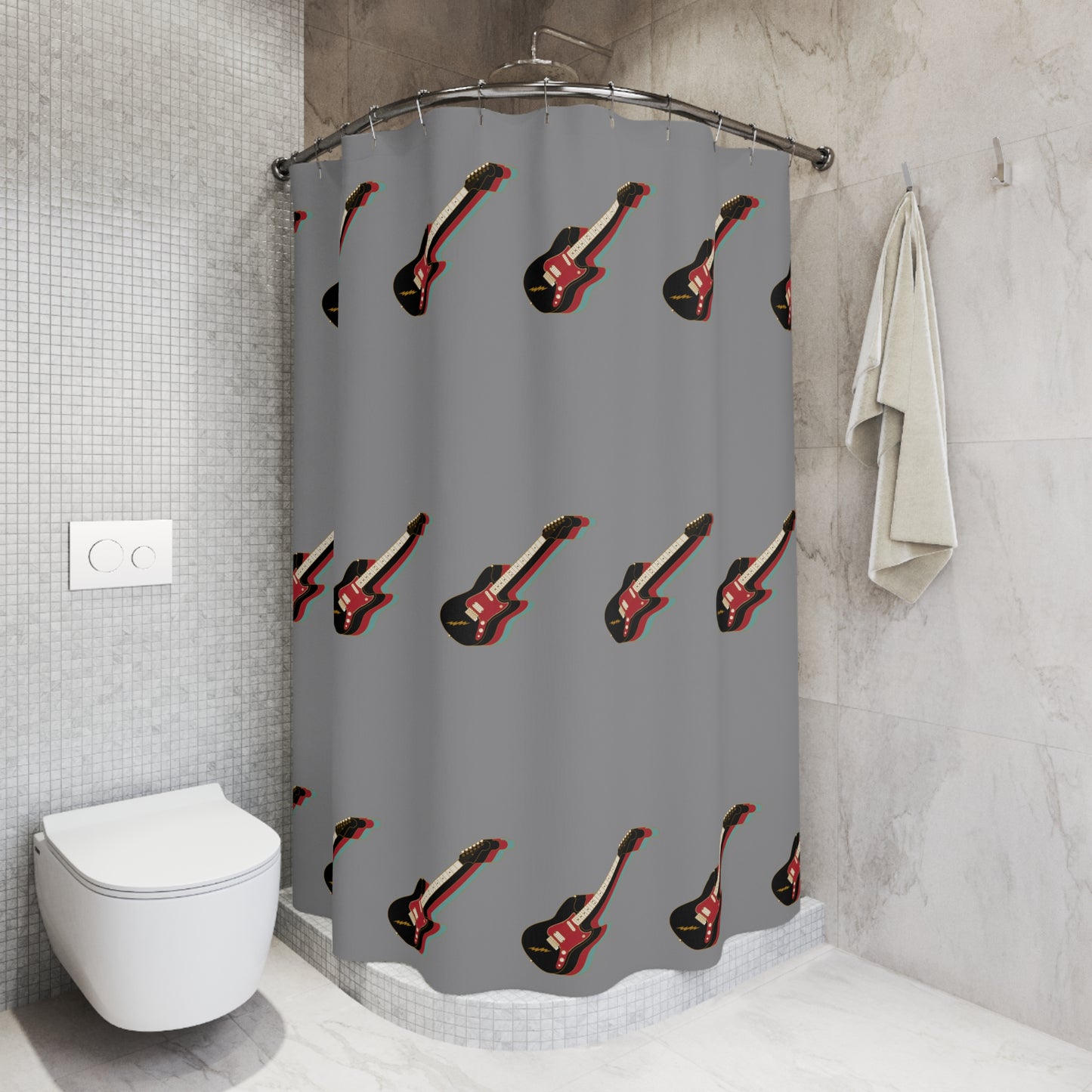 Rock & Roll Guitar Shower Curtain, Music Decor, Bathroom Accessories, Gift for Musicians, Fun Bathroom Vibe, Unique Shower Curtain