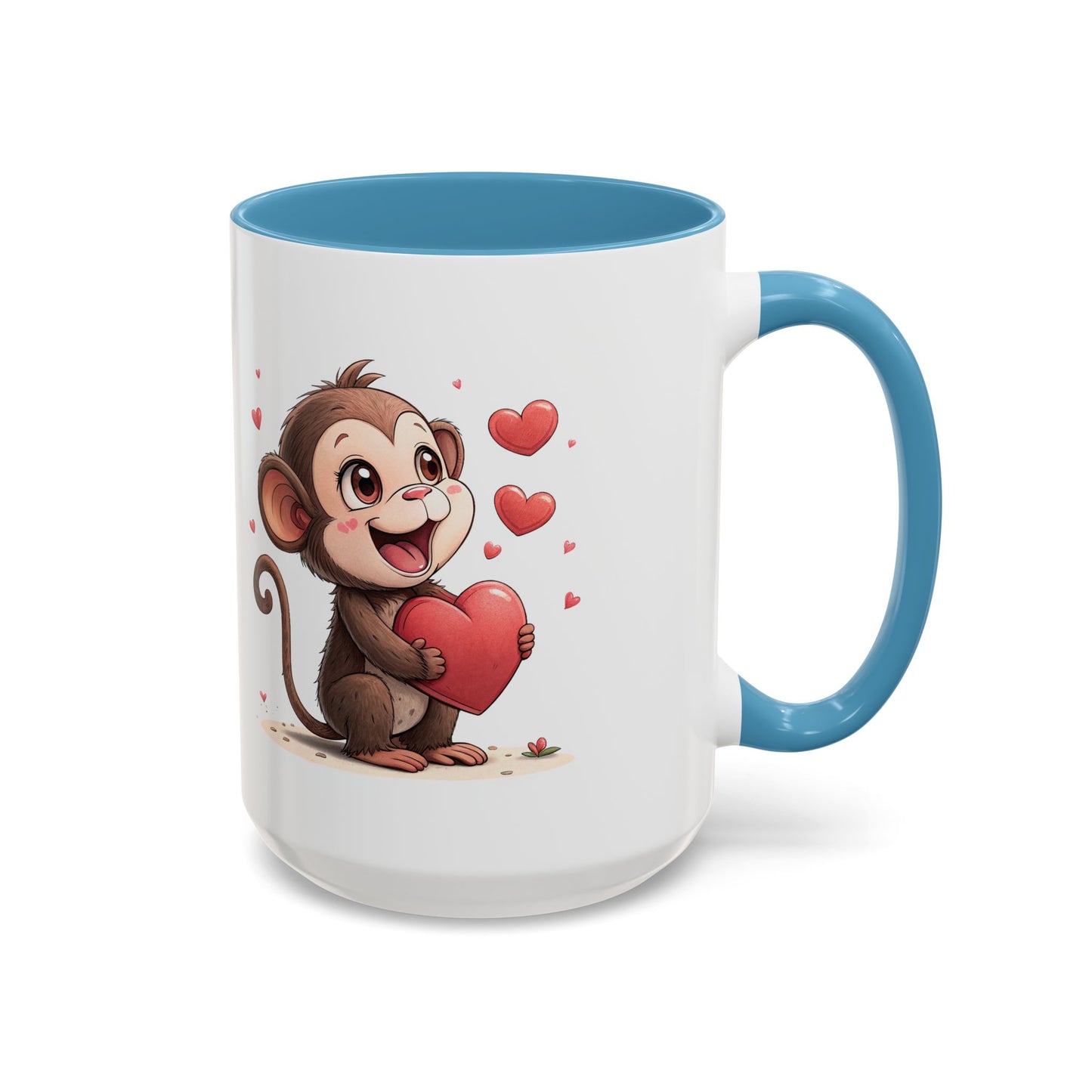 Cute Monkey Love Coffee Mug, Valentine's Gift, Animal Lover's Mug, Heartfelt Coffee Cup, Fun Kitchen Decor