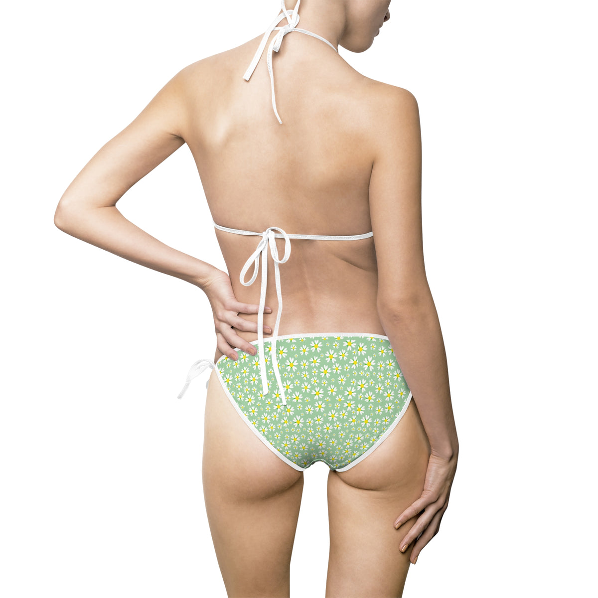 Floral Green Bikini Swimsuit, Beachwear, Summer Swimwear, Tropical Vacation, Swim Set, Pool Party Outfit