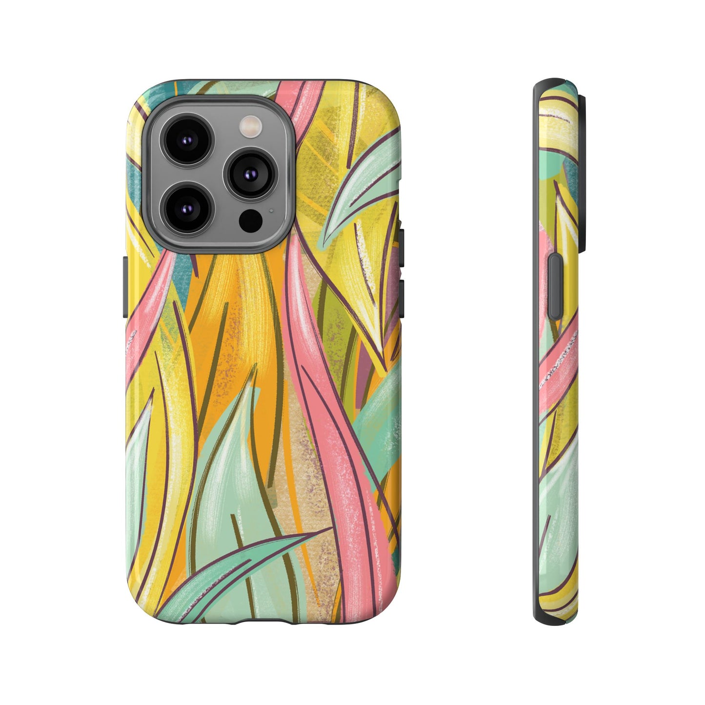 Vibrant Phone Case with Colorful Leaf Design, Tough Cases for Nature Lovers, Eco-Friendly Gift, Summer Vibes, Floral Phone Cover