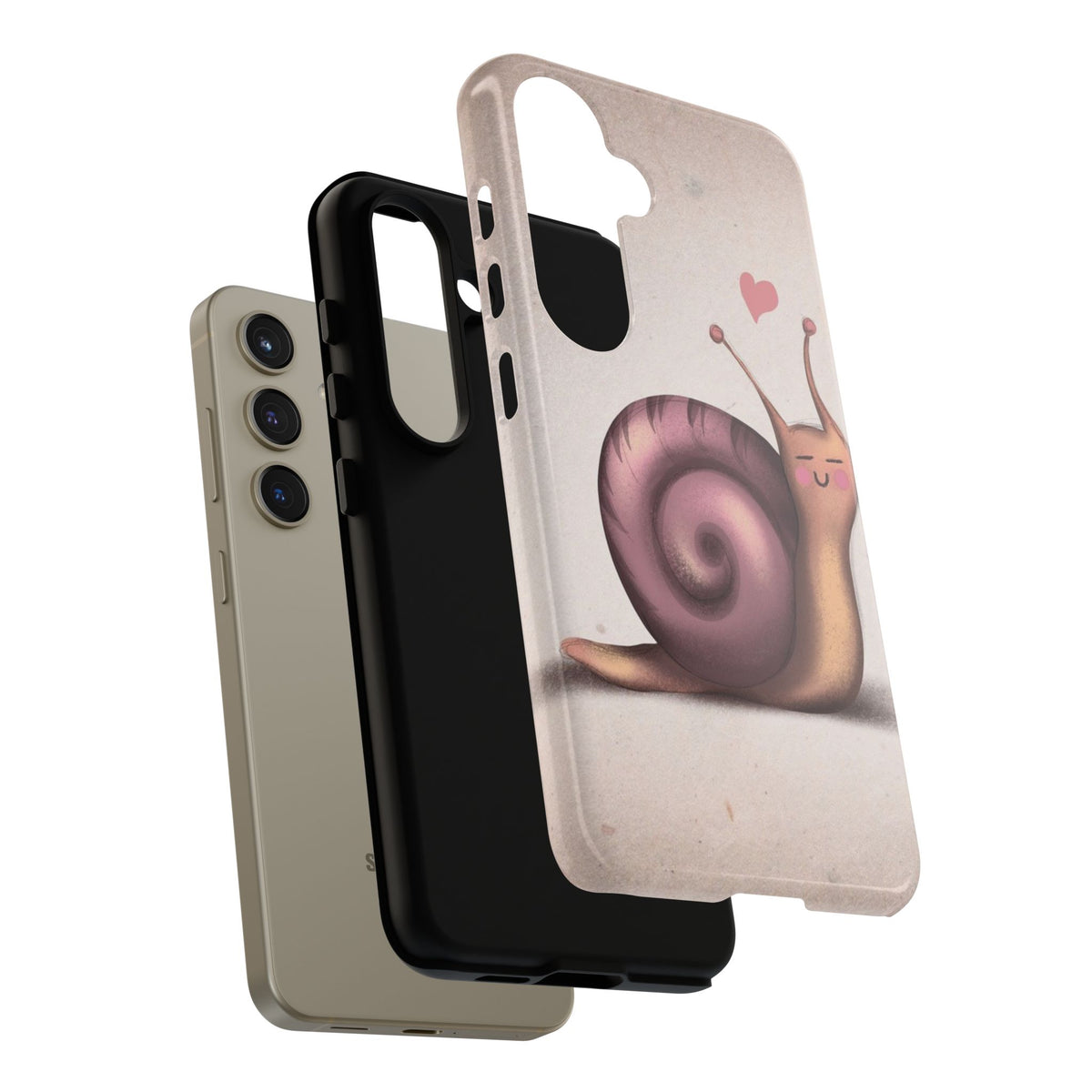 Cute Snail Phone Case — Pink Heart Cartoon Protective iPhone Cover