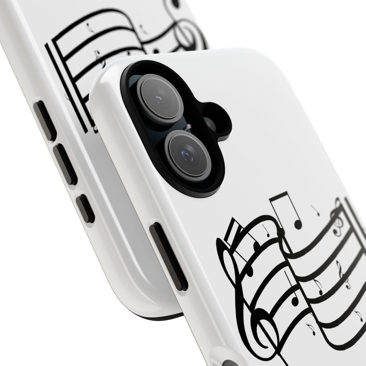 Musical Notes Phone Case — Black Treble Clef Music Staff Tough Case