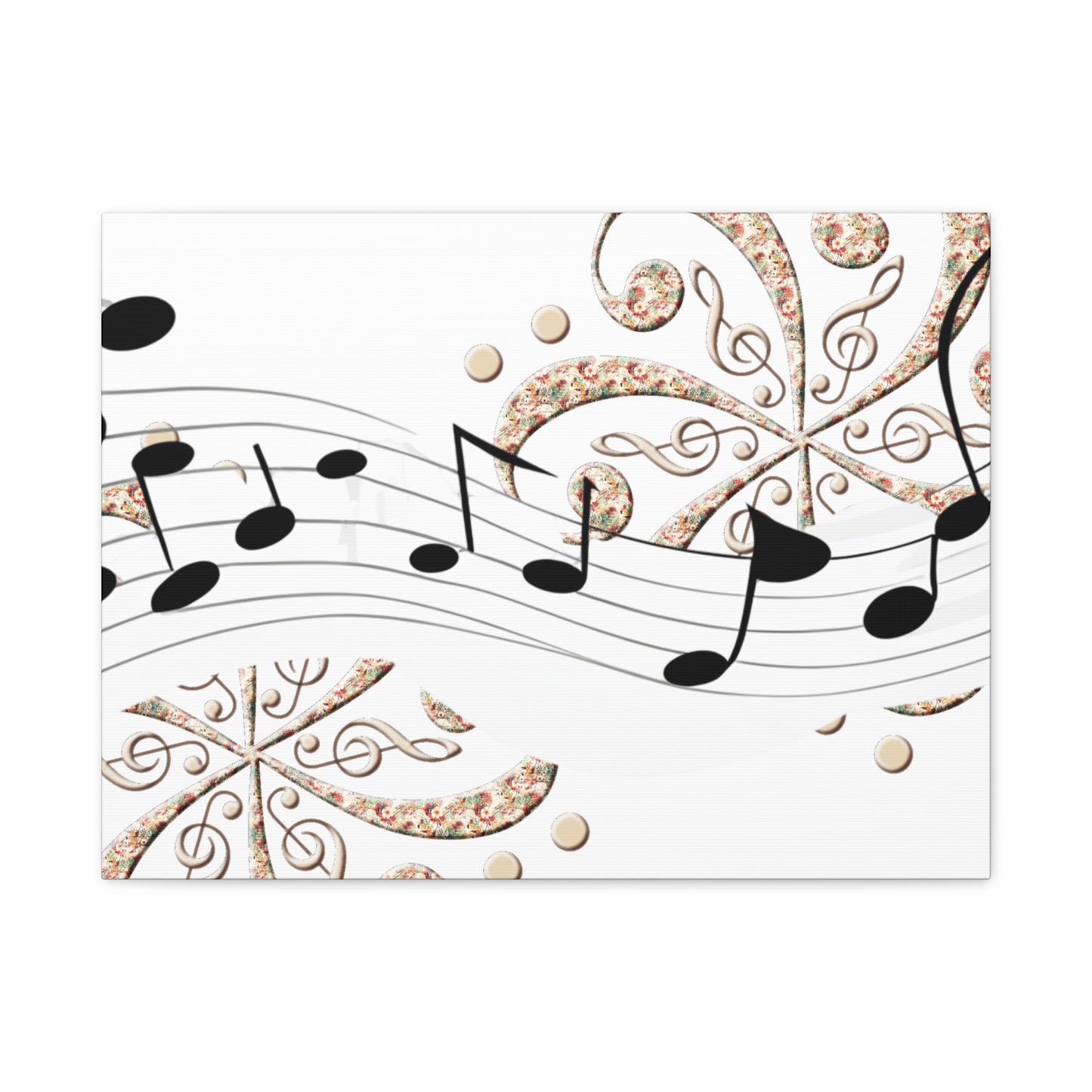 Musical Note Canvas Art, Floral Decor for Home, Music Lover Gift, Wall Art for Musicians, Unique Gift Idea