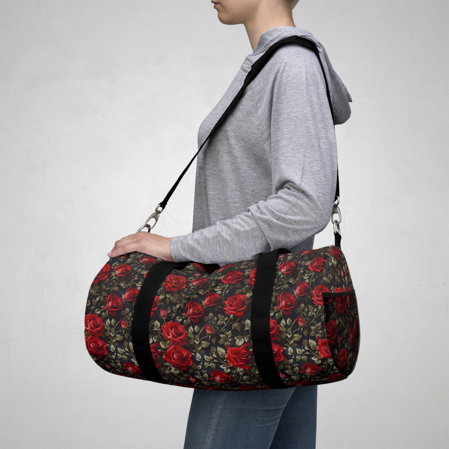 Romantic Floral Duffel Bag, Travel Bag, Gym Bag, Weekend Getaway Bag, Floral Print Luggage, Beautiful Rose Design