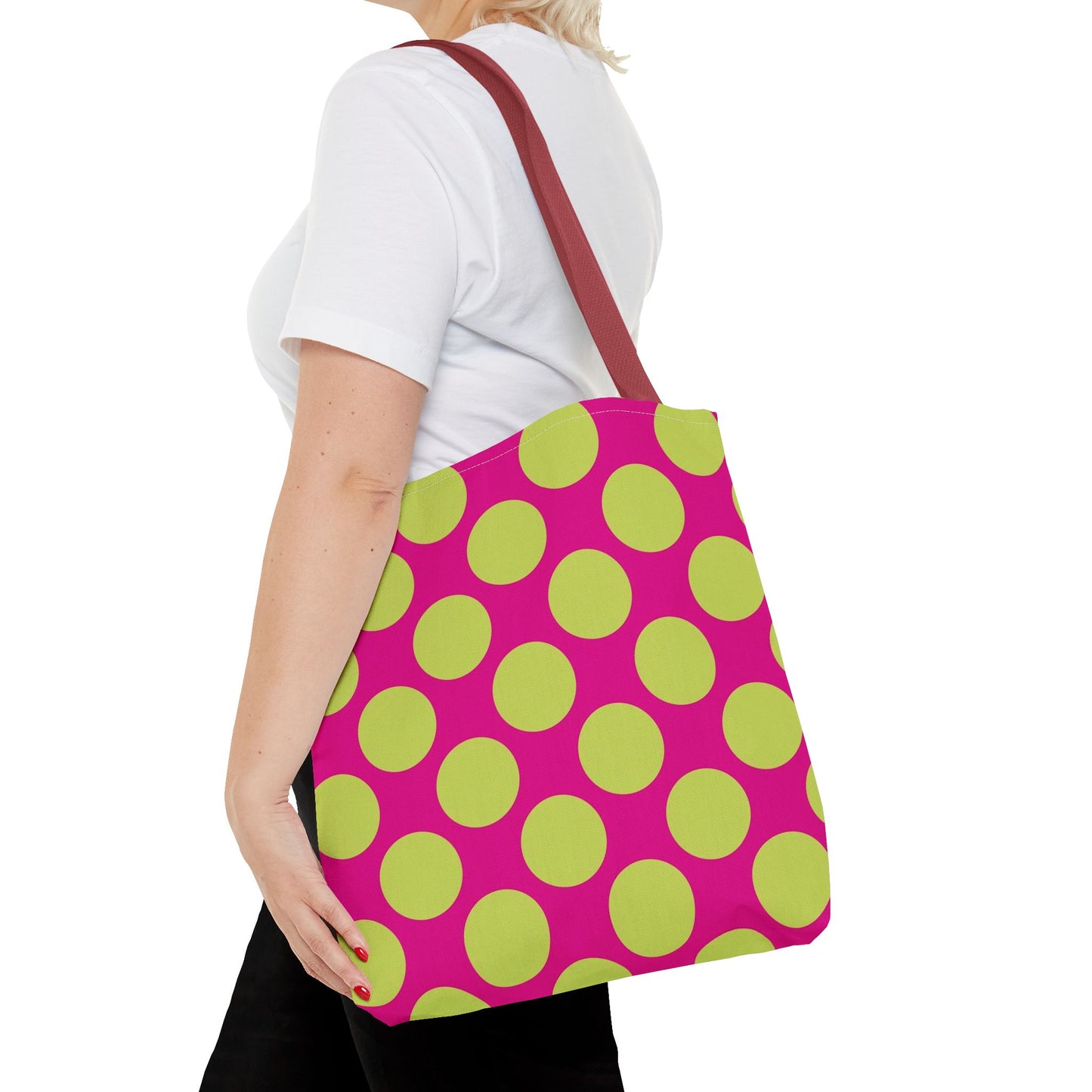 Vibrant Polka Dot Tote Bag, Colorful Shopping Bag, Eco-Friendly Tote