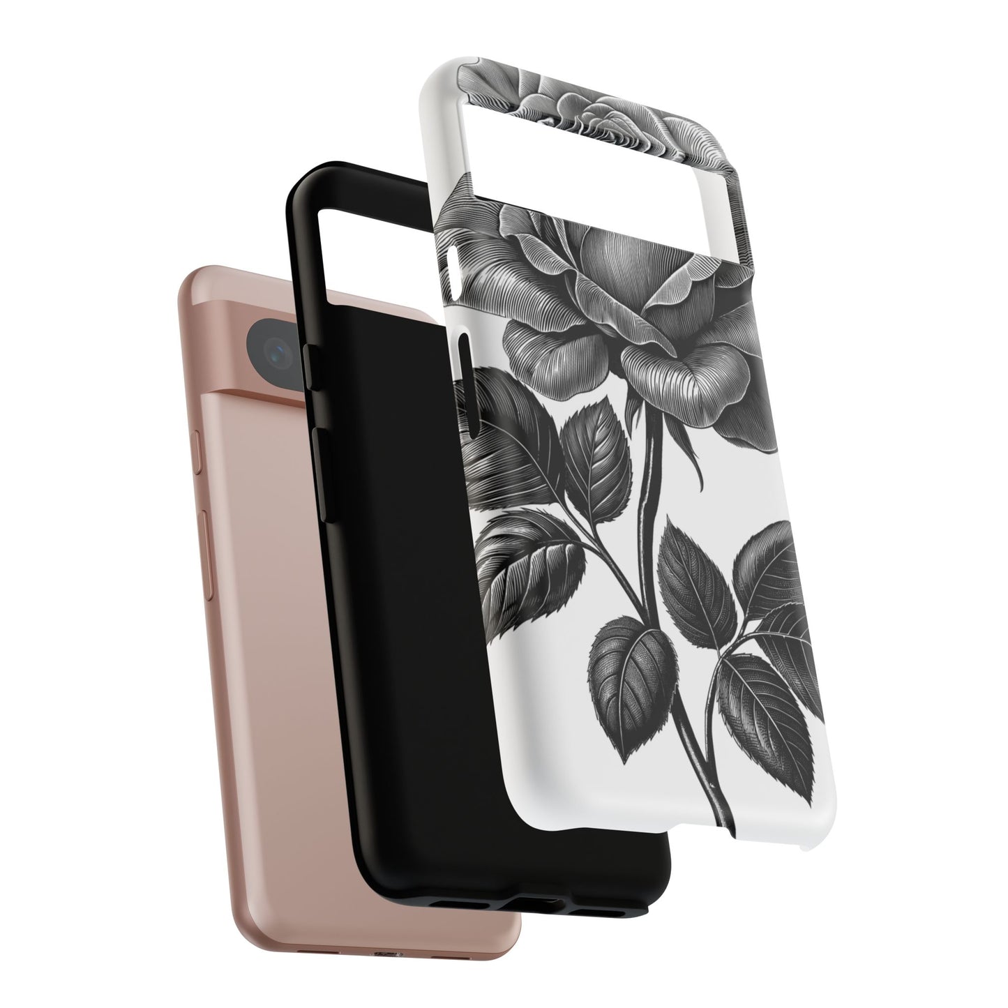 Elegant Floral Phone Case - Tough Cases, Black Rose Design, Floral Phone Cover, Stylish Phone Accessory, Gift for Her, Mother's Day