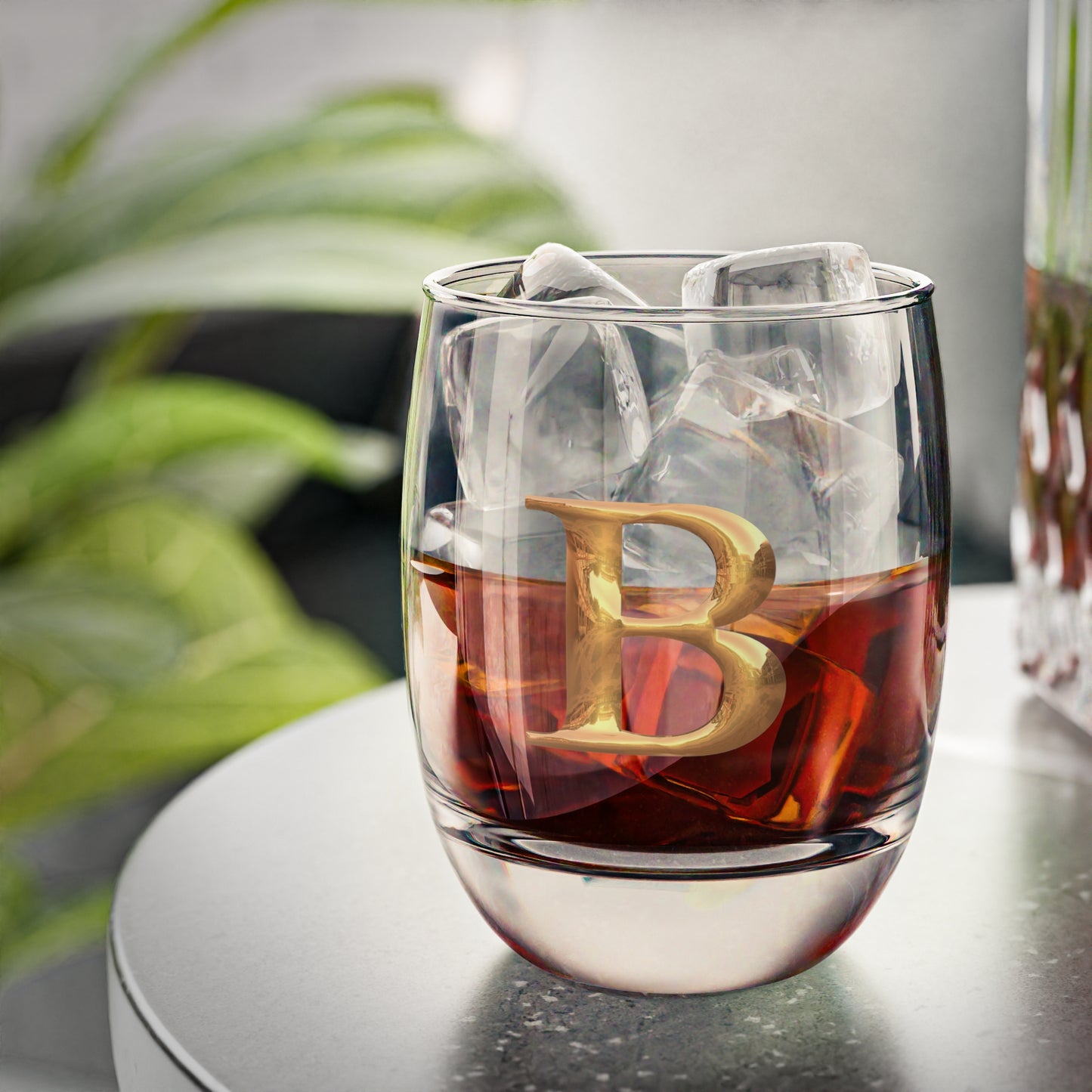 Personalized Whiskey Glass with Initial, Customized Barware Letter B