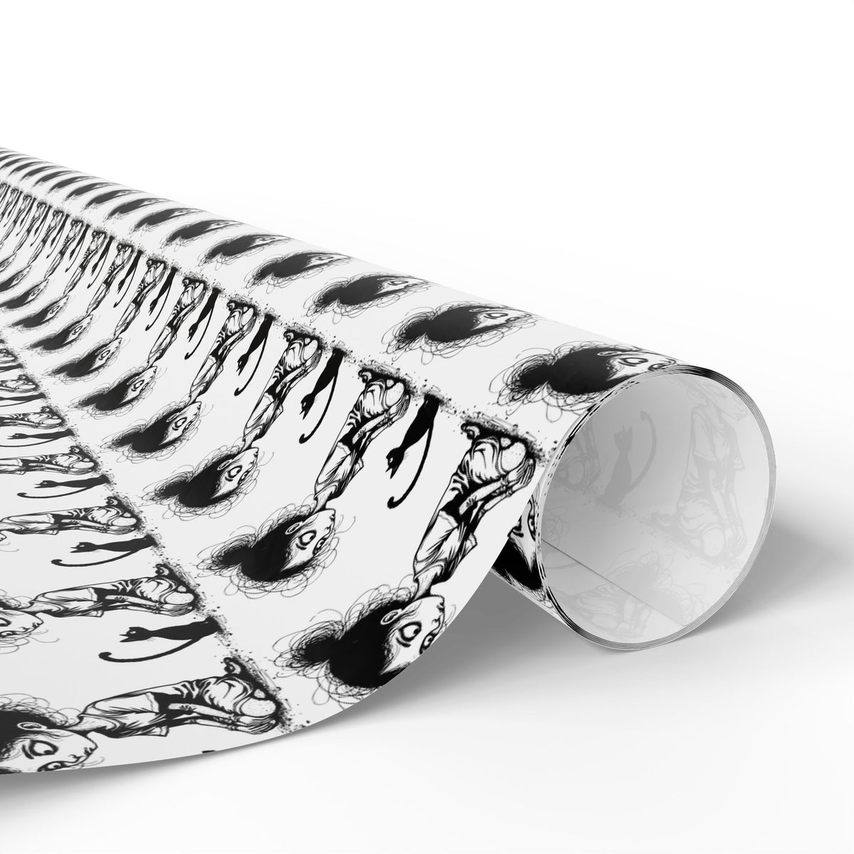 Wrapping Paper Roll — Black & White Repeating Eye Pattern