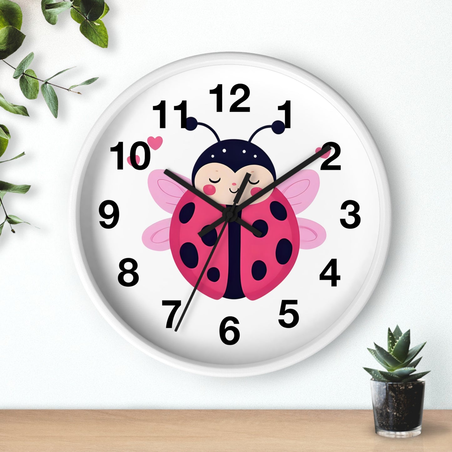 Cute Ladybug Wall Clock, Children's Room Decor, Playroom Wall Art, Birthday Gift, Nursery Timepiece