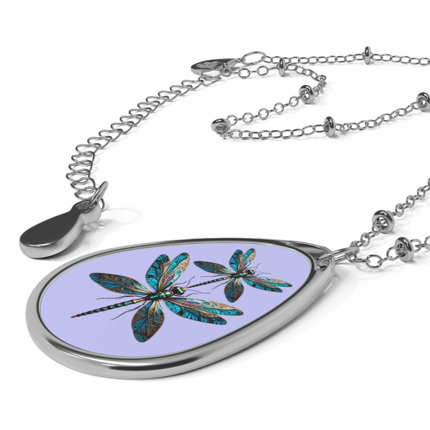Elegant Dragonfly Oval Necklace - Nature-Inspired Jewelry for Women, Boho Accessories, Gift for Her, Birthday Present, Handmade Necklace