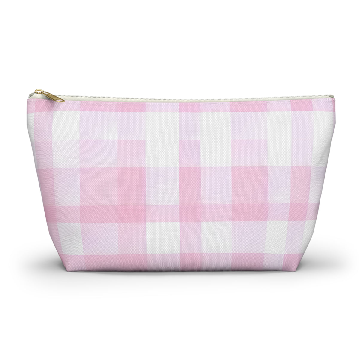 Pink Gingham Accessory Pouch — T‑Bottom Makeup & Toiletry Bag