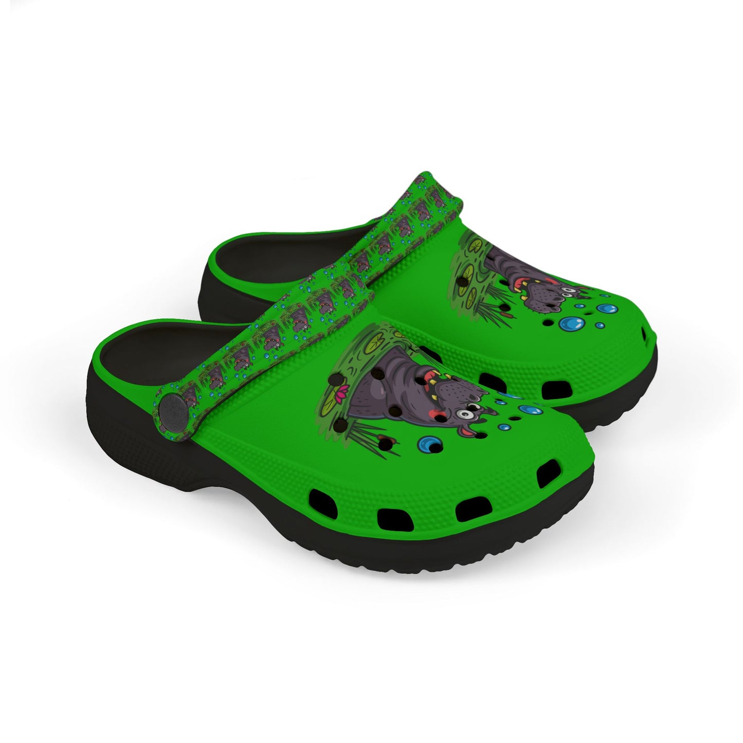 Hippo-Themed Kid's EVA Foam Clogs - Fun Waterproof Slip-Ons for Playtime, Summer, Gifts, Birthdays, Beach